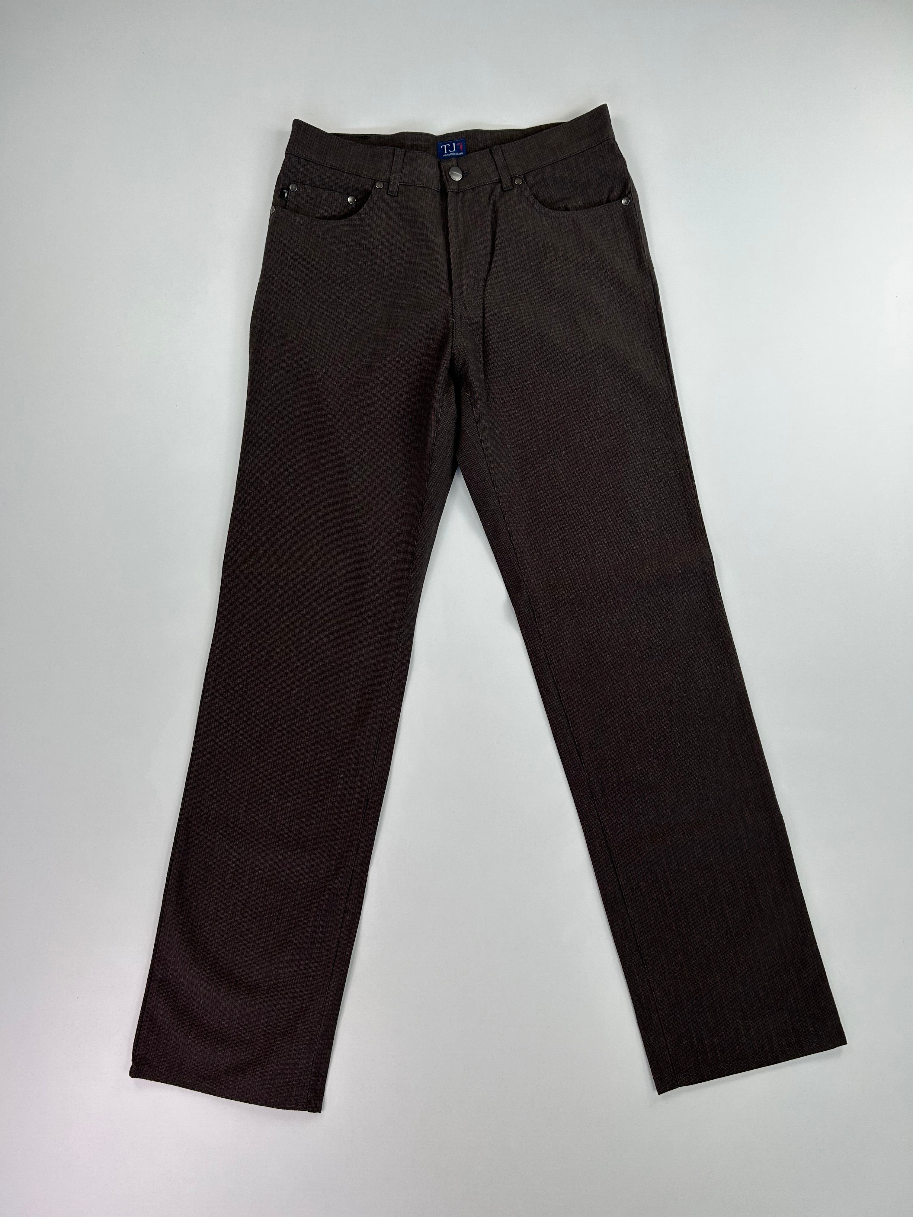 Pantalone Trussardi Jeans trama marrone e rossa, taglia IT 48 — IlBotteghino