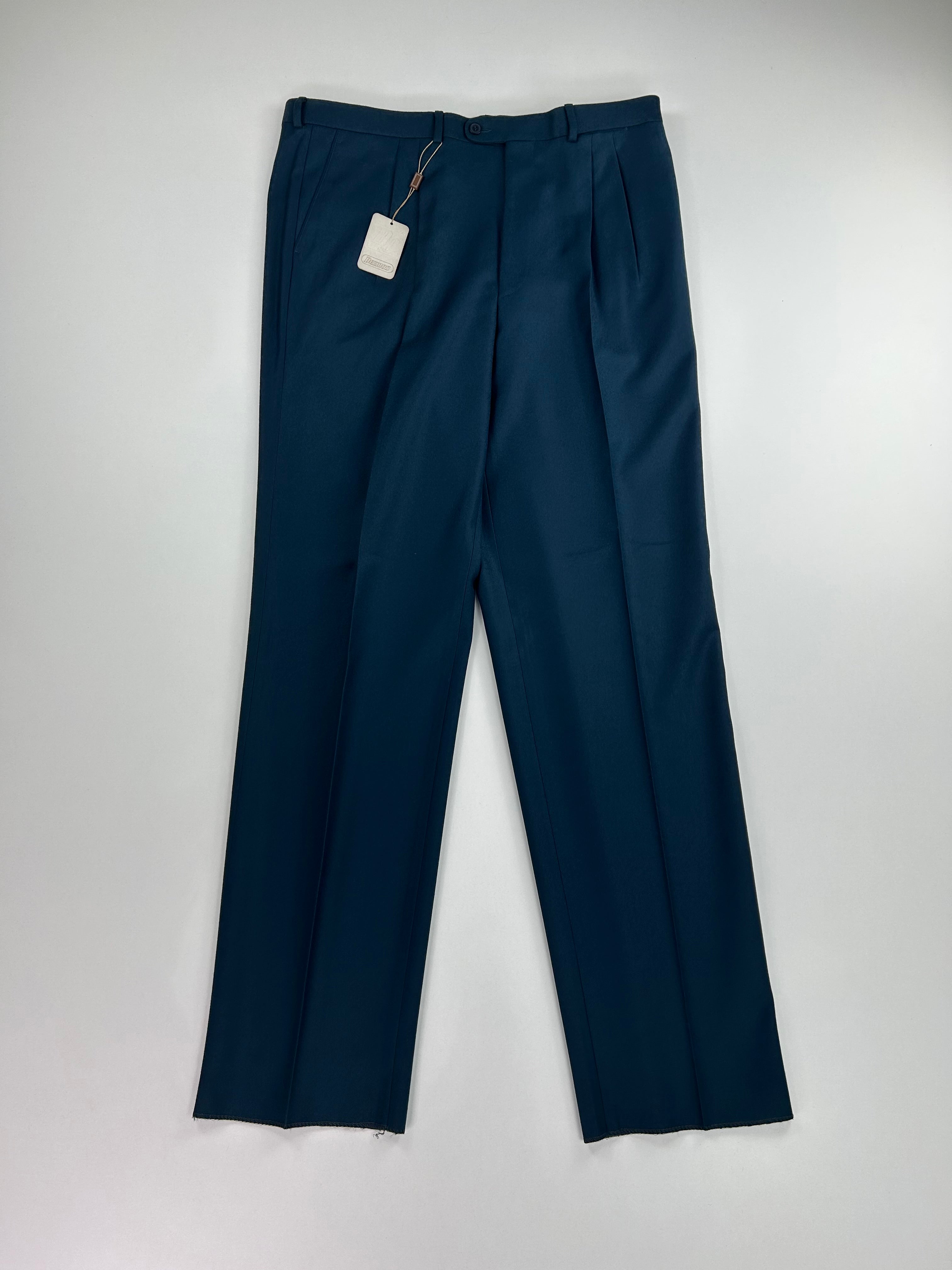 Pantalone sartoriale Deimos petrolio lana vergine, taglia IT 56 — IlBotteghino