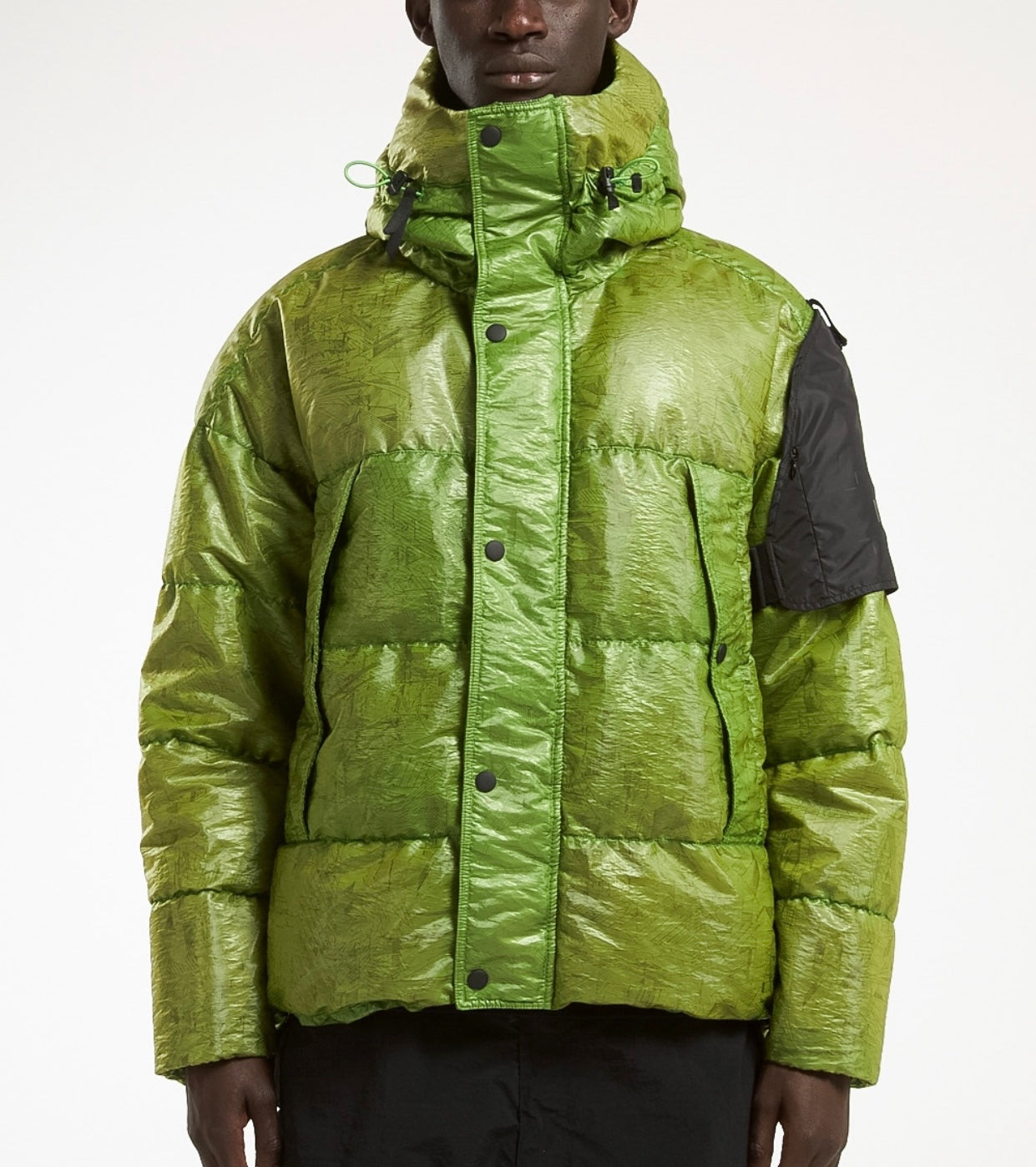 Piumino Nemen Leaf verde acido floreale, taglia L — IlBotteghino
