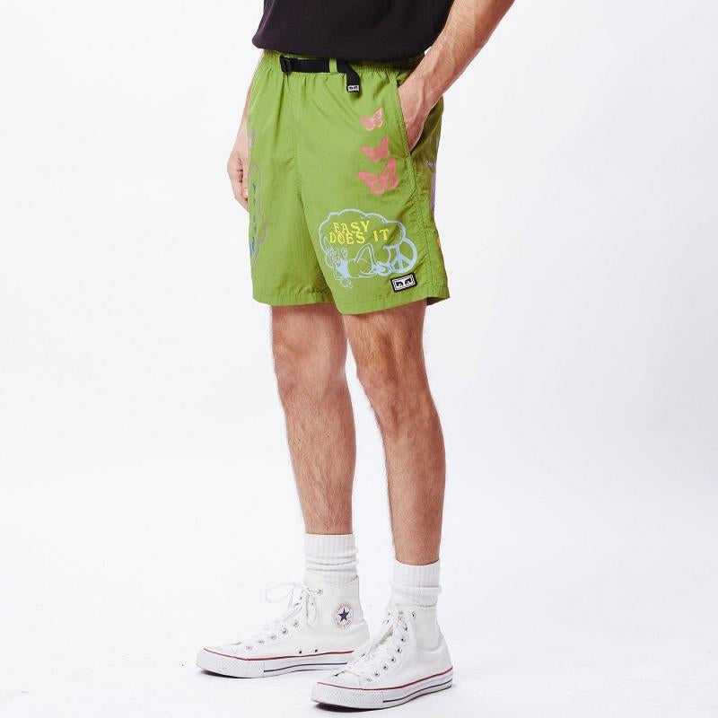 Obey short Apple Buz — dettaglio tessuto nylon — IlBotteghino