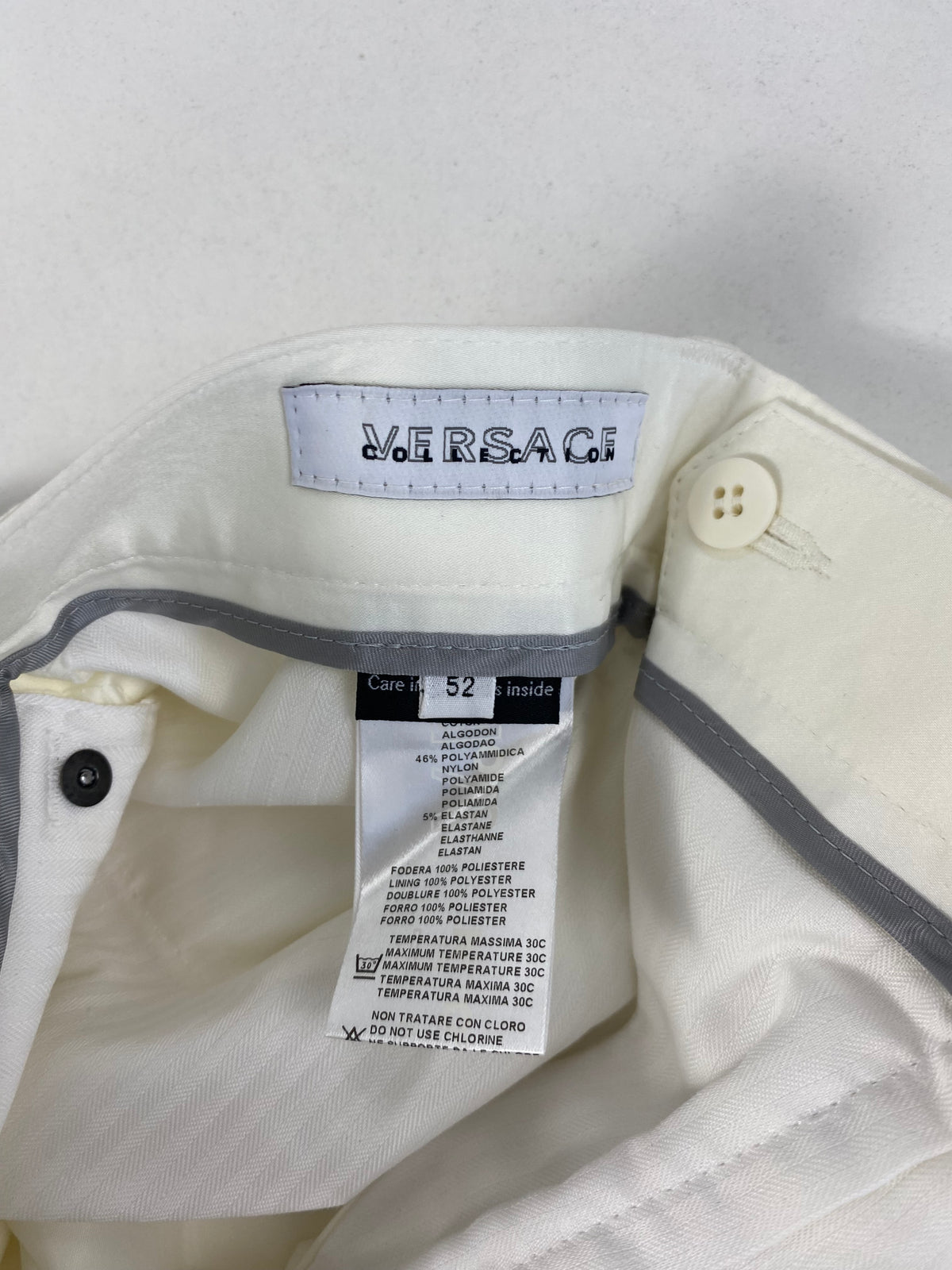 Versace Collection Pantaloni Cinque Tasche Bianchi in Cotone Stretch – foto 10 di 11
