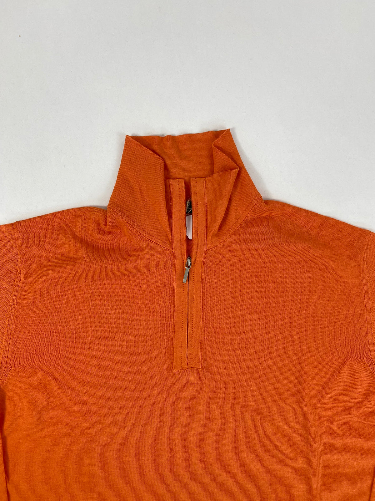 Dalmine Essential Maglione Mezza Zip Arancione in Cotone Collo Alto – foto 3 di 7