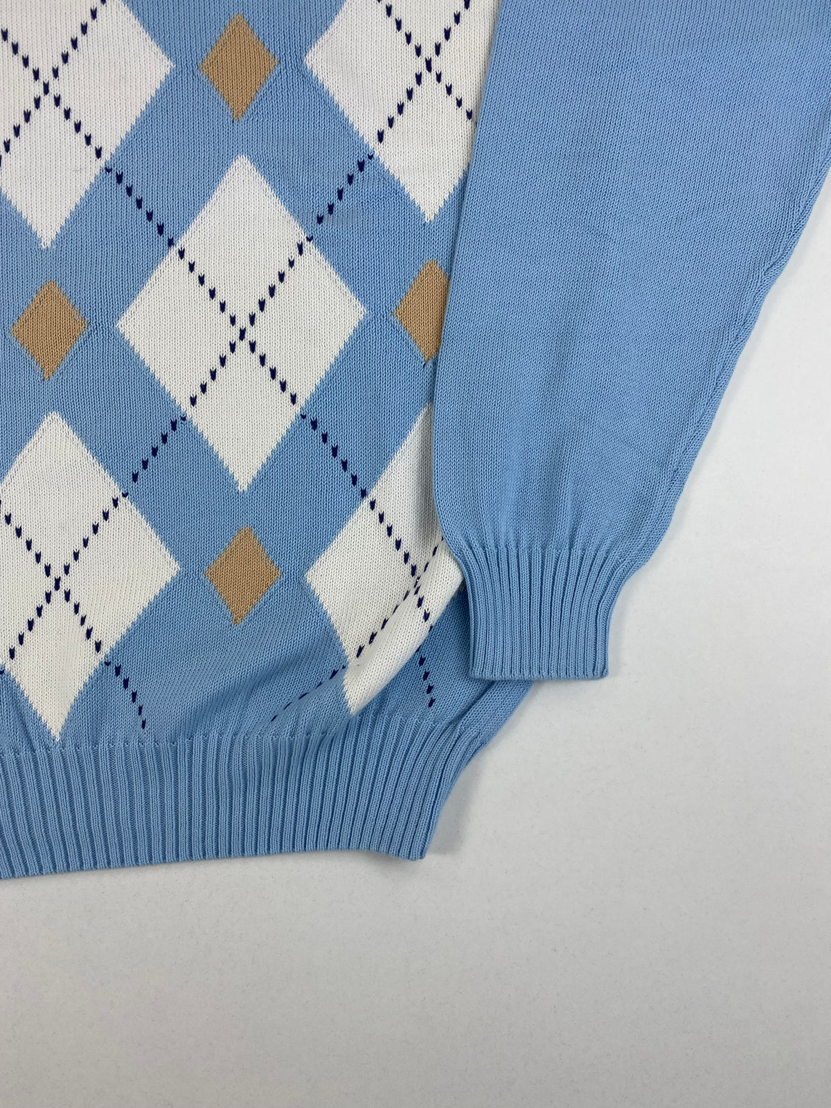 Aquascutum Maglione Girocollo Azzurro a Rombi Argyle in Cotone – foto 3 di 8