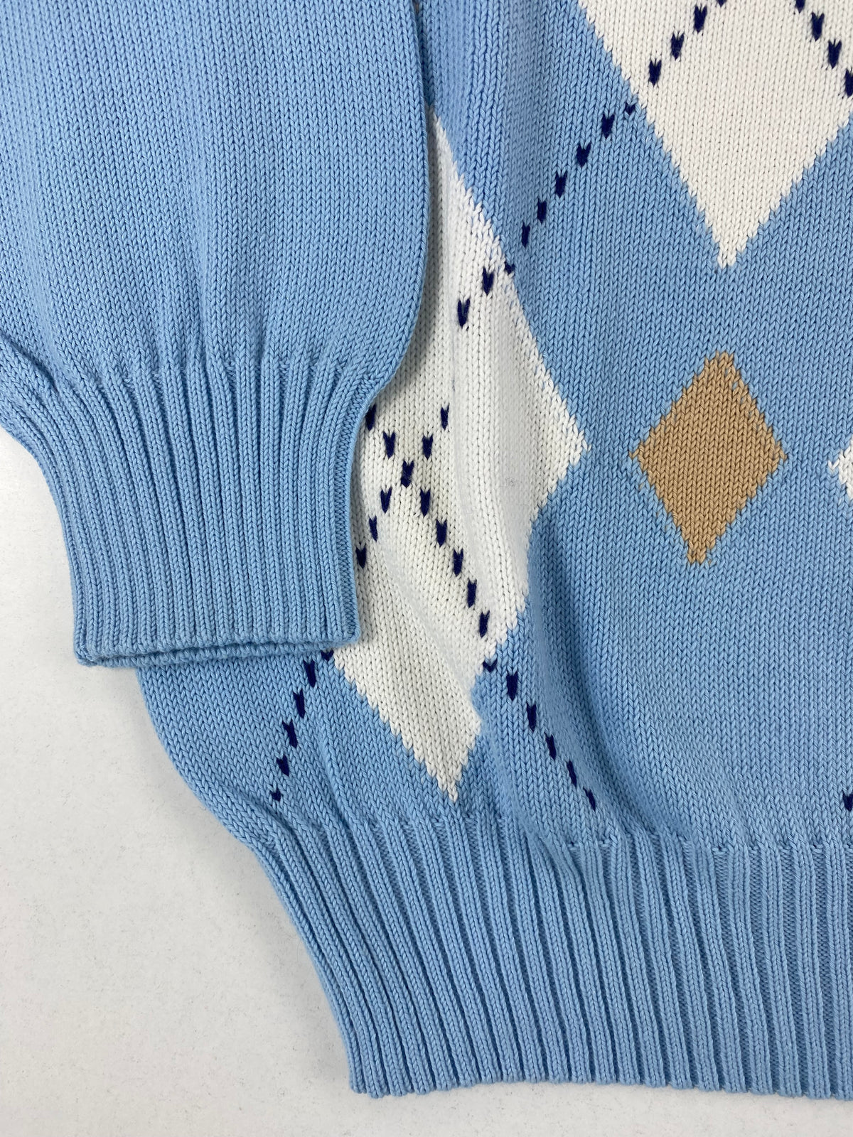 Aquascutum Maglione Girocollo Azzurro a Rombi Argyle in Cotone – foto 6 di 8