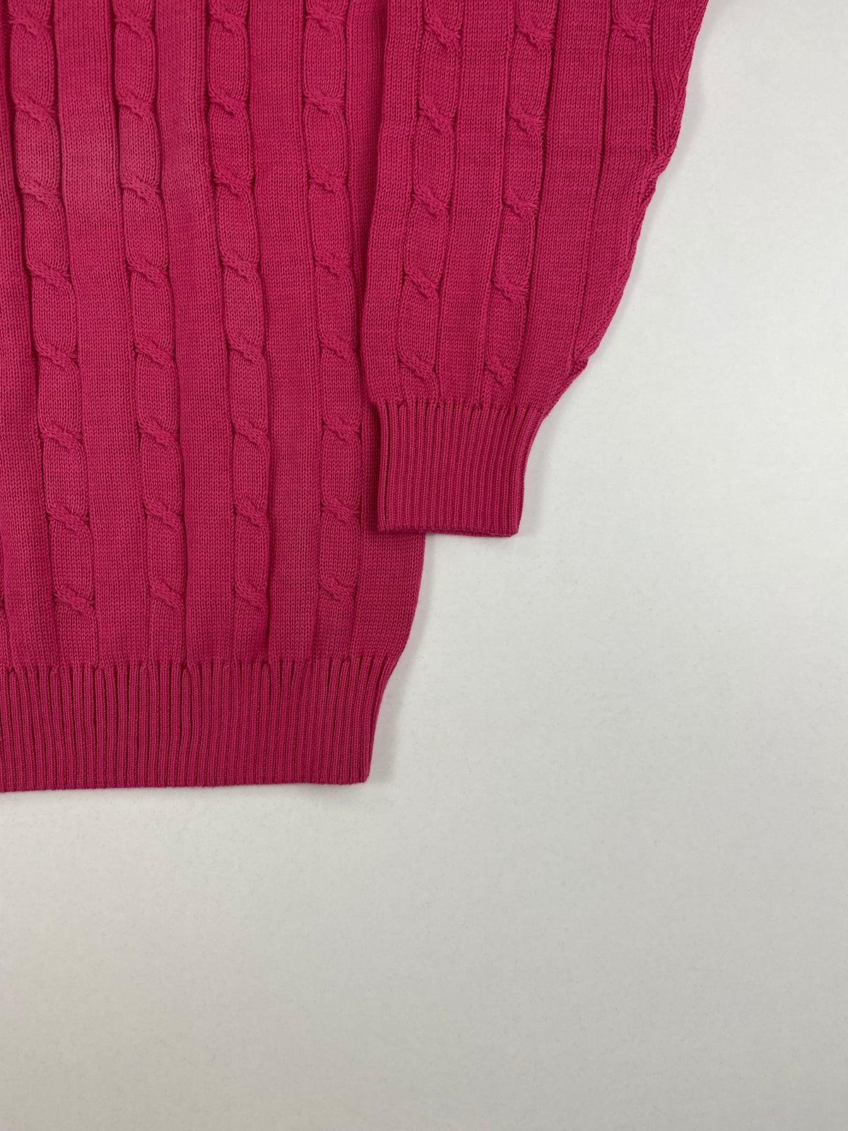 Maglione Davinson Collo a V Rosa Scuro a Trecce in Cotone – foto 4 di 7