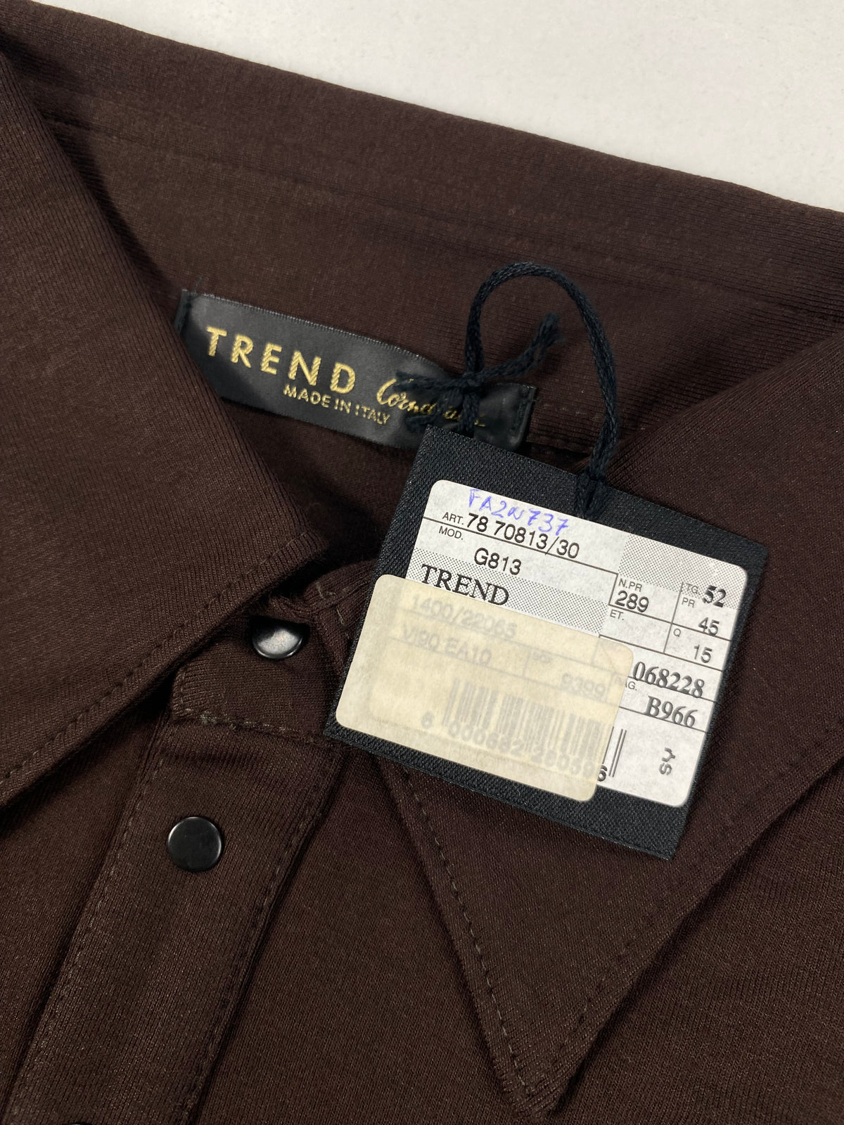 Trend Corneliani Polo Manica Lunga Marrone Testa di Moro in Viscosa Stretch con Bottoni a Pressione – foto 5 di 7