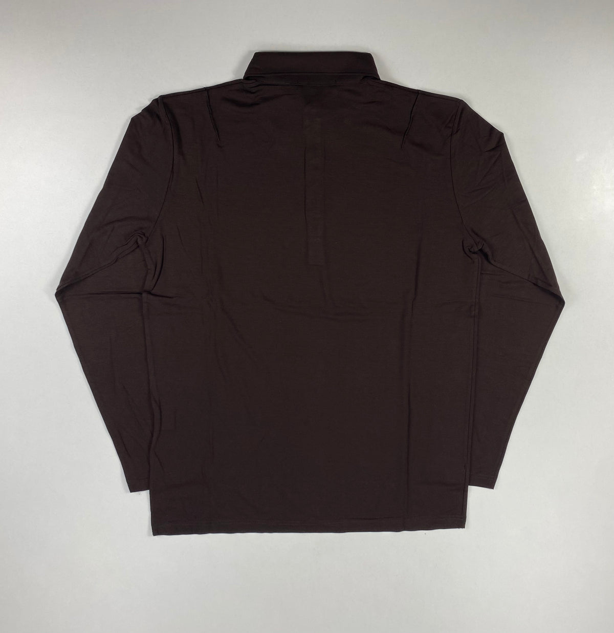 Trend Corneliani Polo Manica Lunga Marrone Testa di Moro in Viscosa Stretch con Bottoni a Pressione – foto 2 di 7