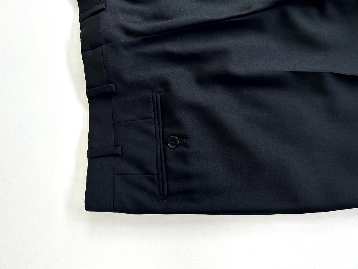 Facis Pantalone Sartoriale Uomo Nero 100% Lana Taglia 48 Made in Italy