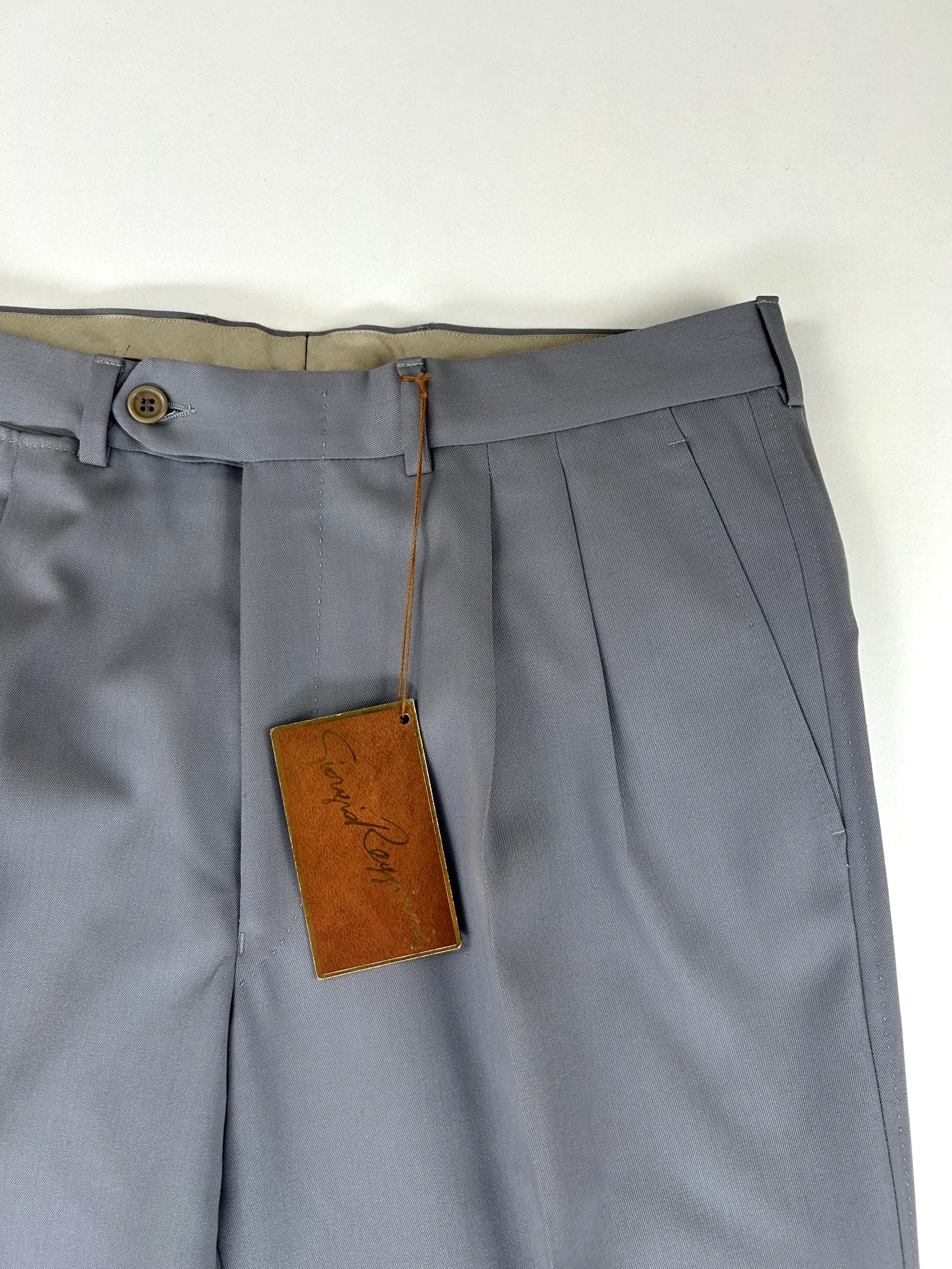Pantalone sartoriale Giorgio Reggiani azzurro polvere, lana Merinos Extrafine, taglia IT 48