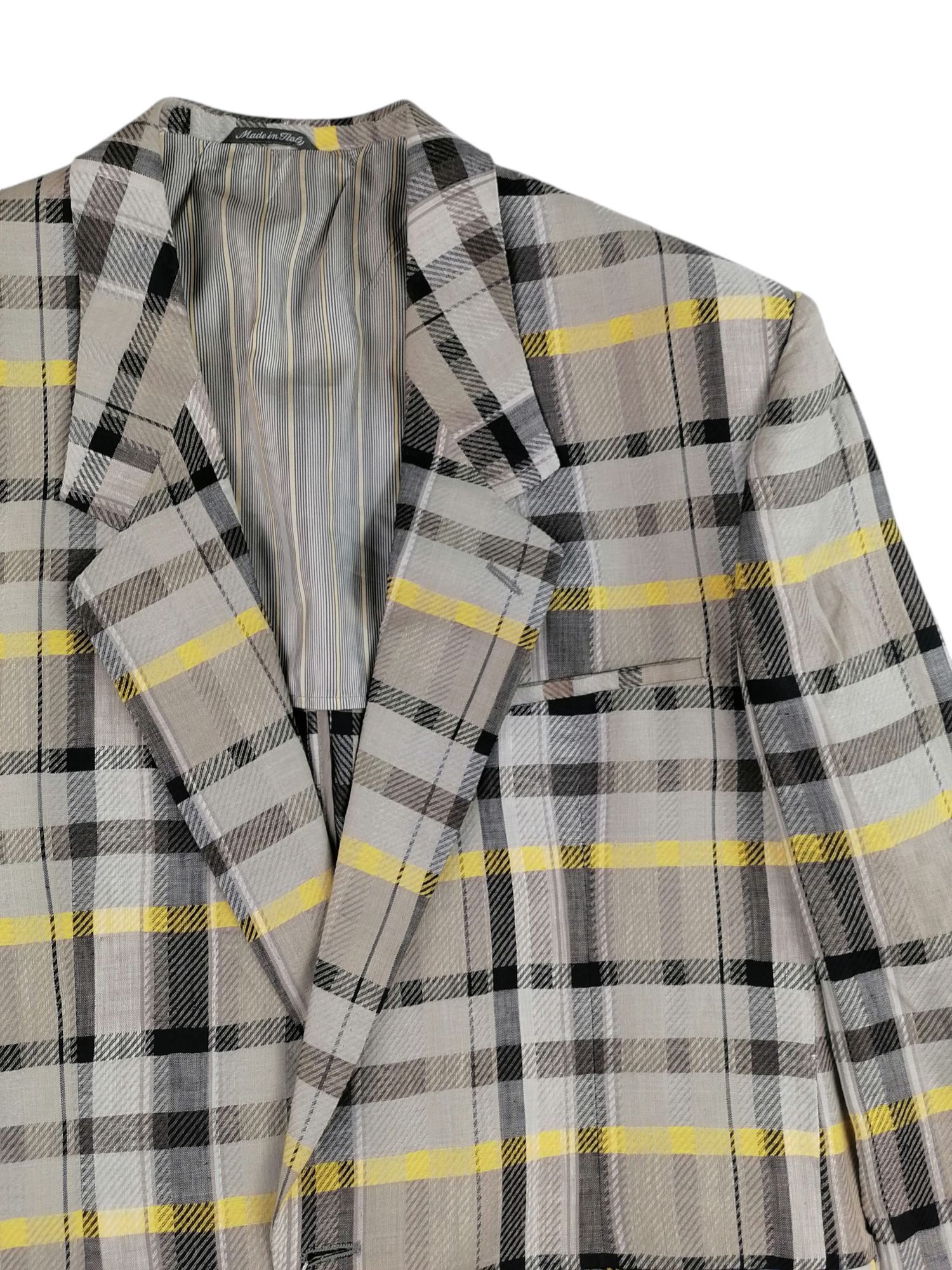 Lancio giacca grigio nero giallo — lino e cotone d'archivio — IlBotteghino