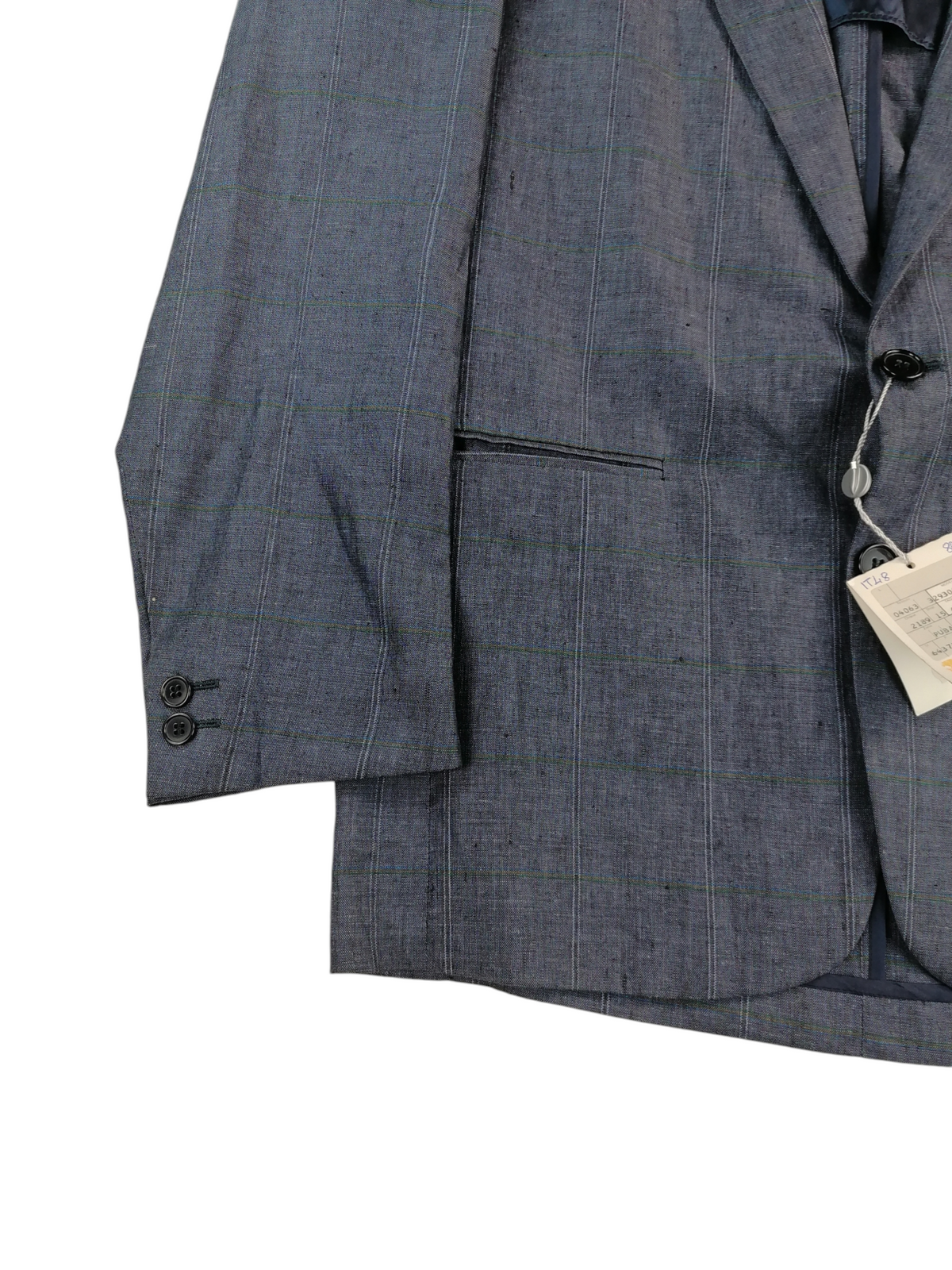 Lancio giacca lino IT 48 — dettaglio sartoriale — IlBotteghino