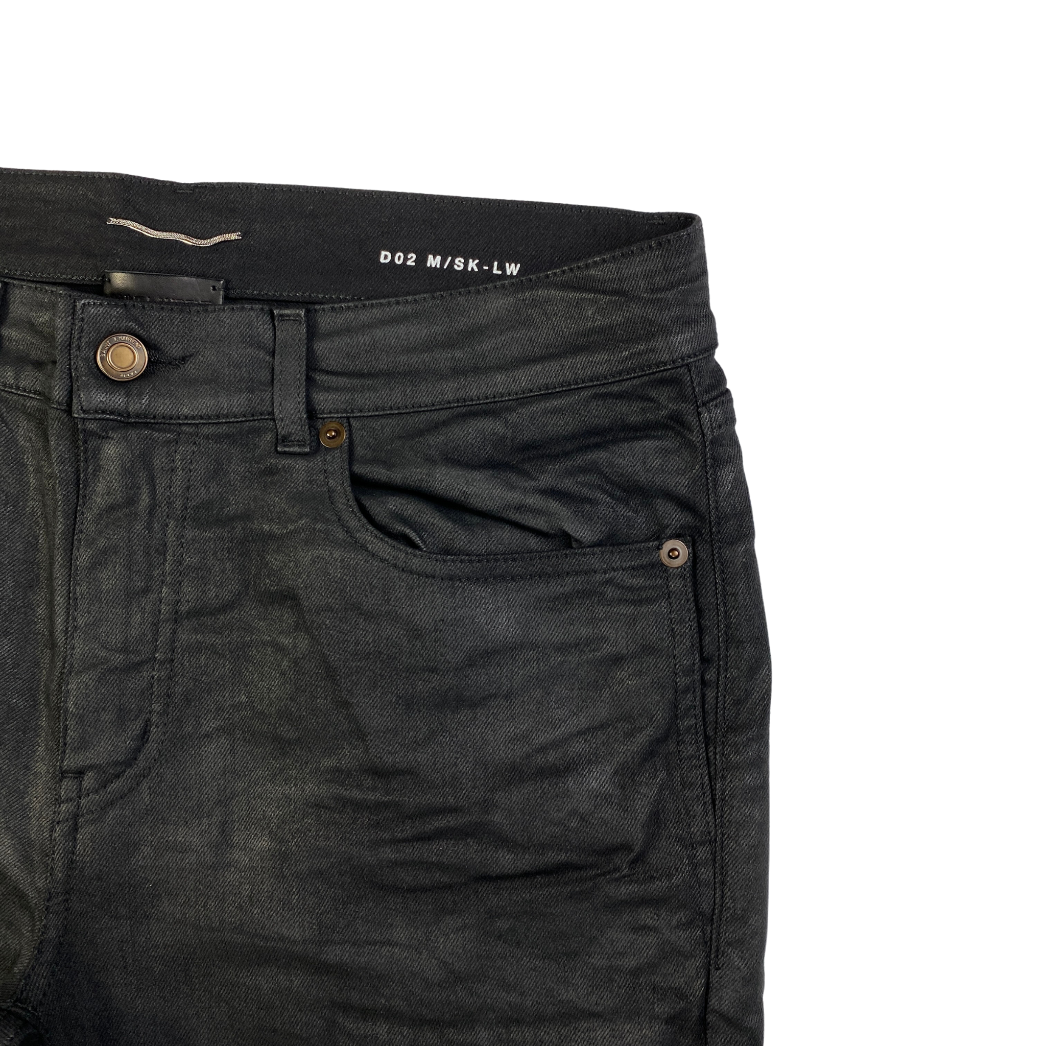 Saint Laurent jeans nero spalmato — denim di lusso d'archivio — IlBotteghino