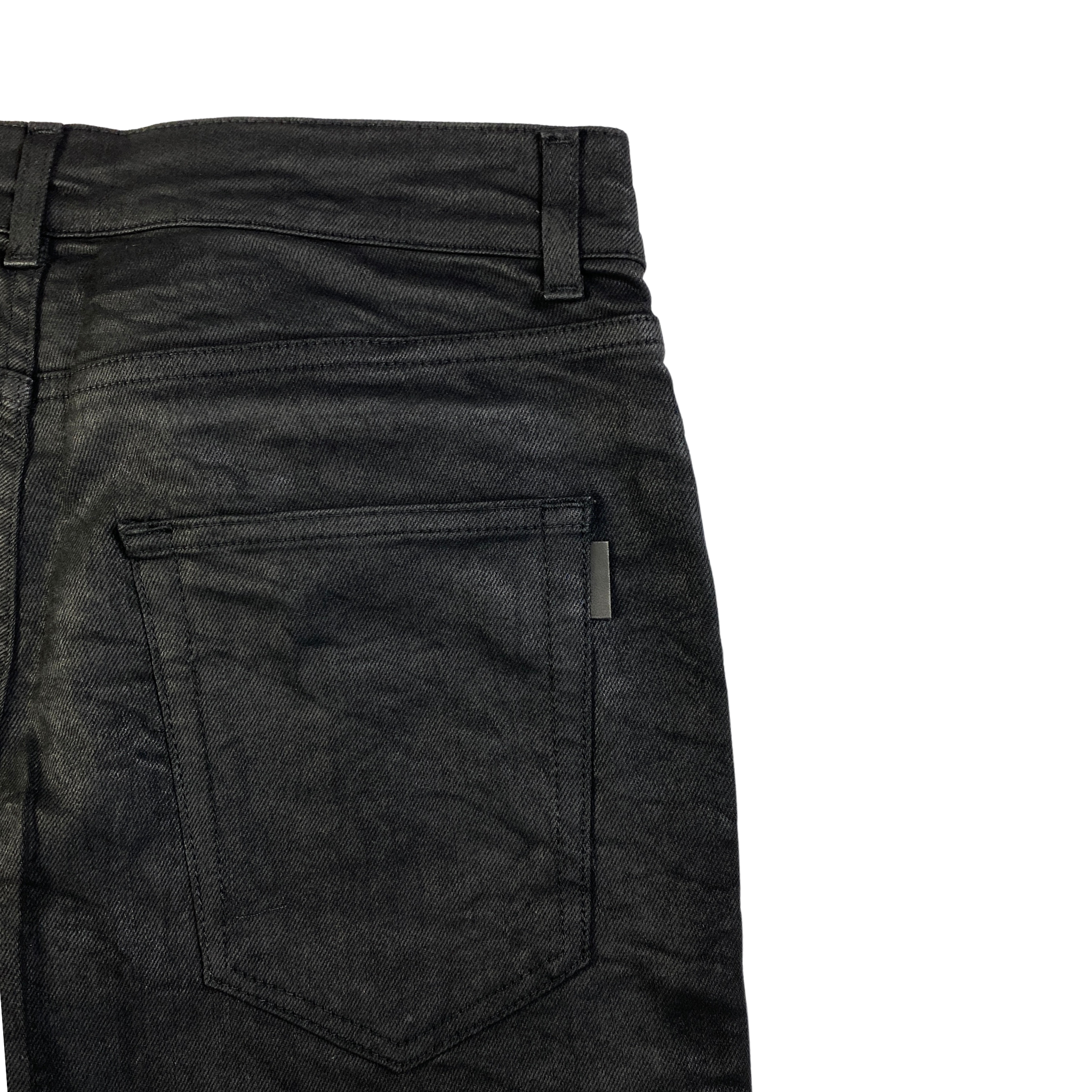 Saint Laurent jeans nero spalmato — archivio moda luxury — IlBotteghino