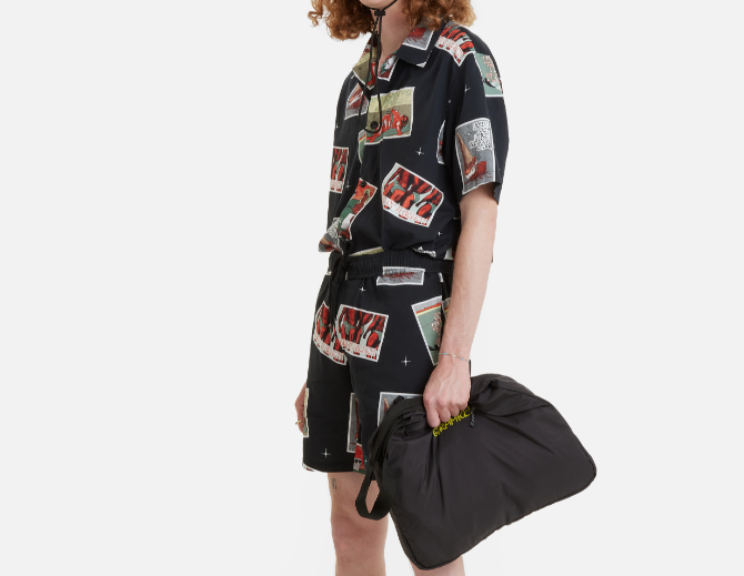 Edwin camicia nera cartoline — archivio moda streetwear — IlBotteghino