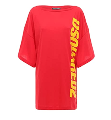 T-shirt Dsquared2 rossa scritta gialla, taglia M — IlBotteghino