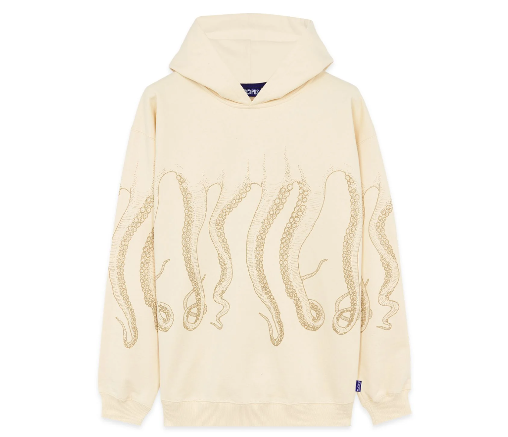Felpa Octopus bianca arancio racing, taglia XL — IlBotteghino