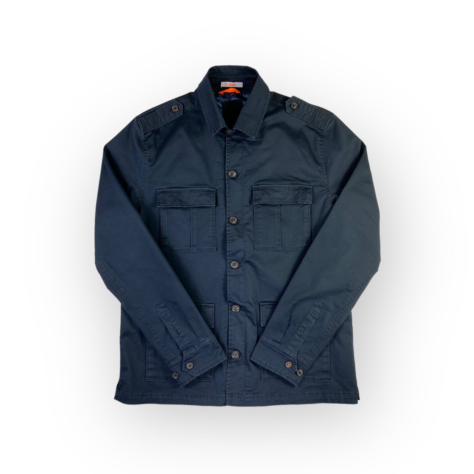 Giacca Sun68 blu con tasche frontali, taglie S e M — IlBotteghino