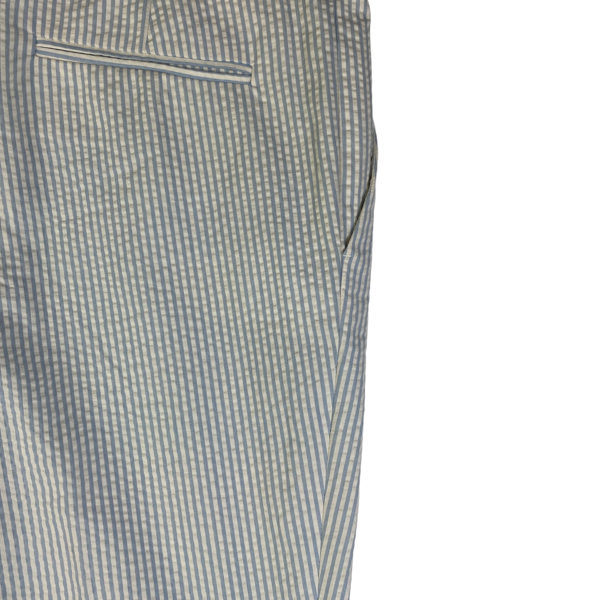 Gucci pantalone righe azzurre — archivio moda estiva — IlBotteghino