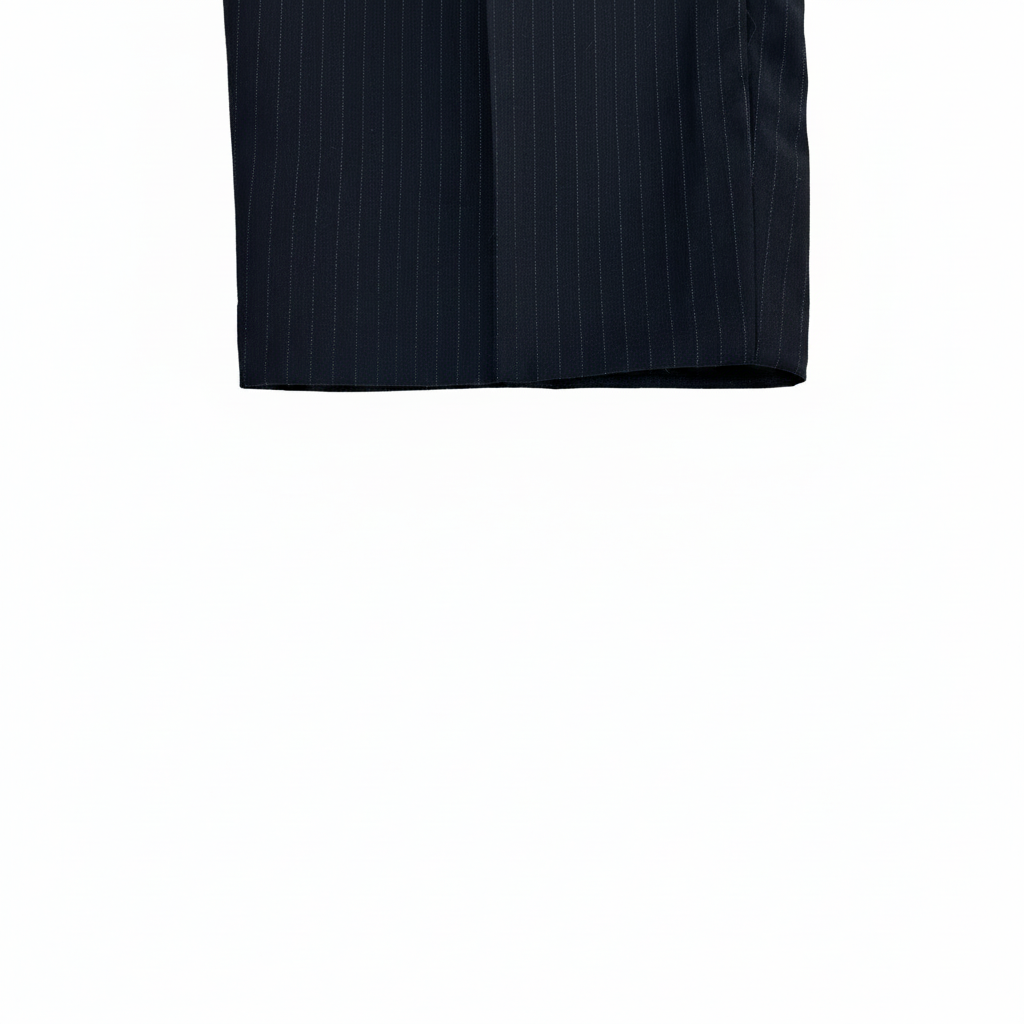Pantalone gessato blu navy — dettaglio tessuto — IlBotteghino