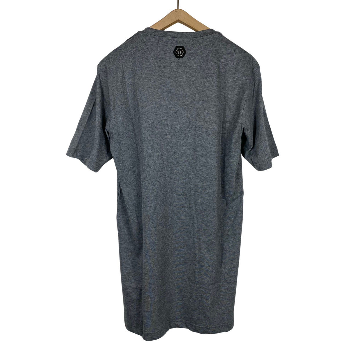 T-shirt Philipp Plein Money Maker grigia da uomo, vista frontale