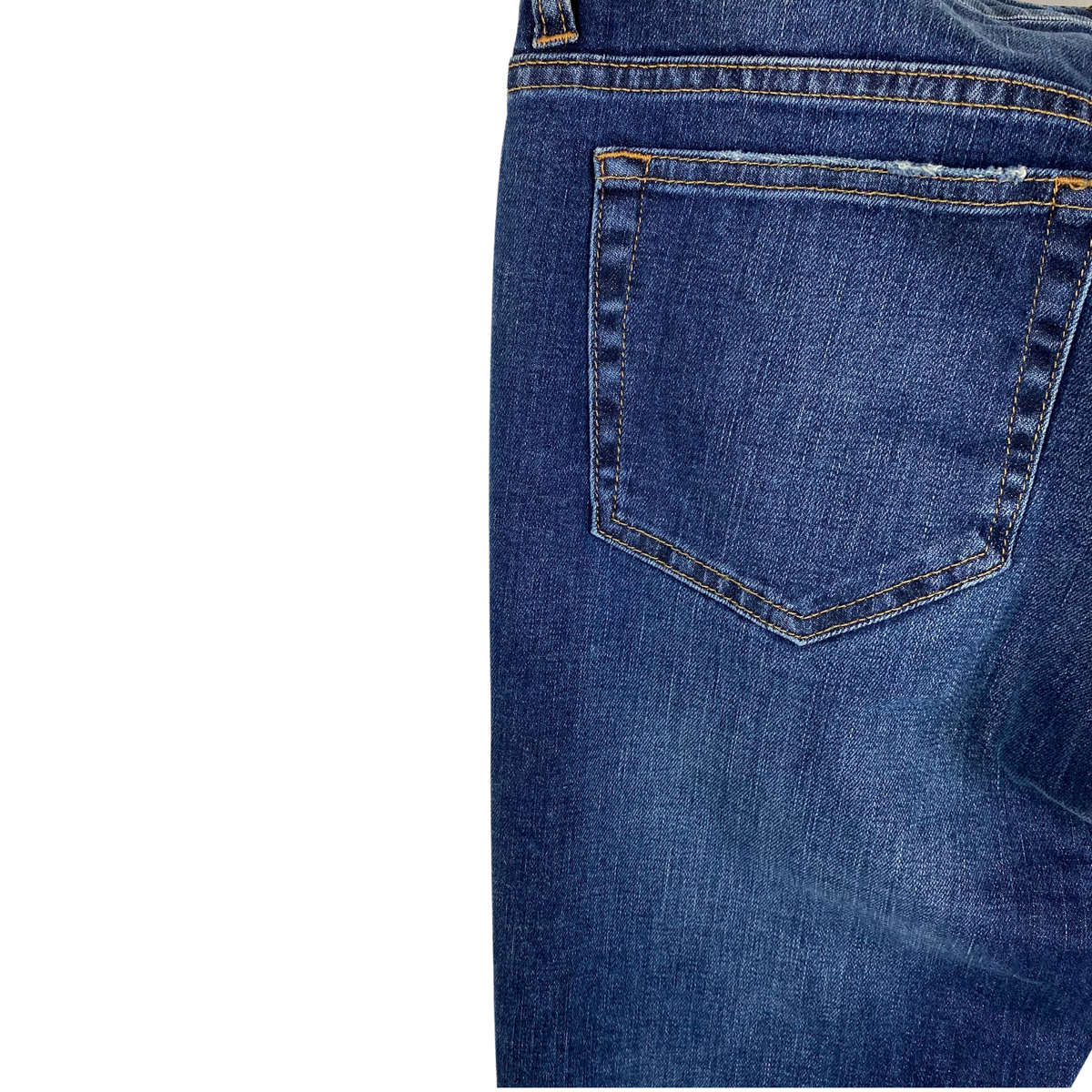 Jeans Pierre Balmain slim blu da donna, dettaglio cerniere sul fondo gamba