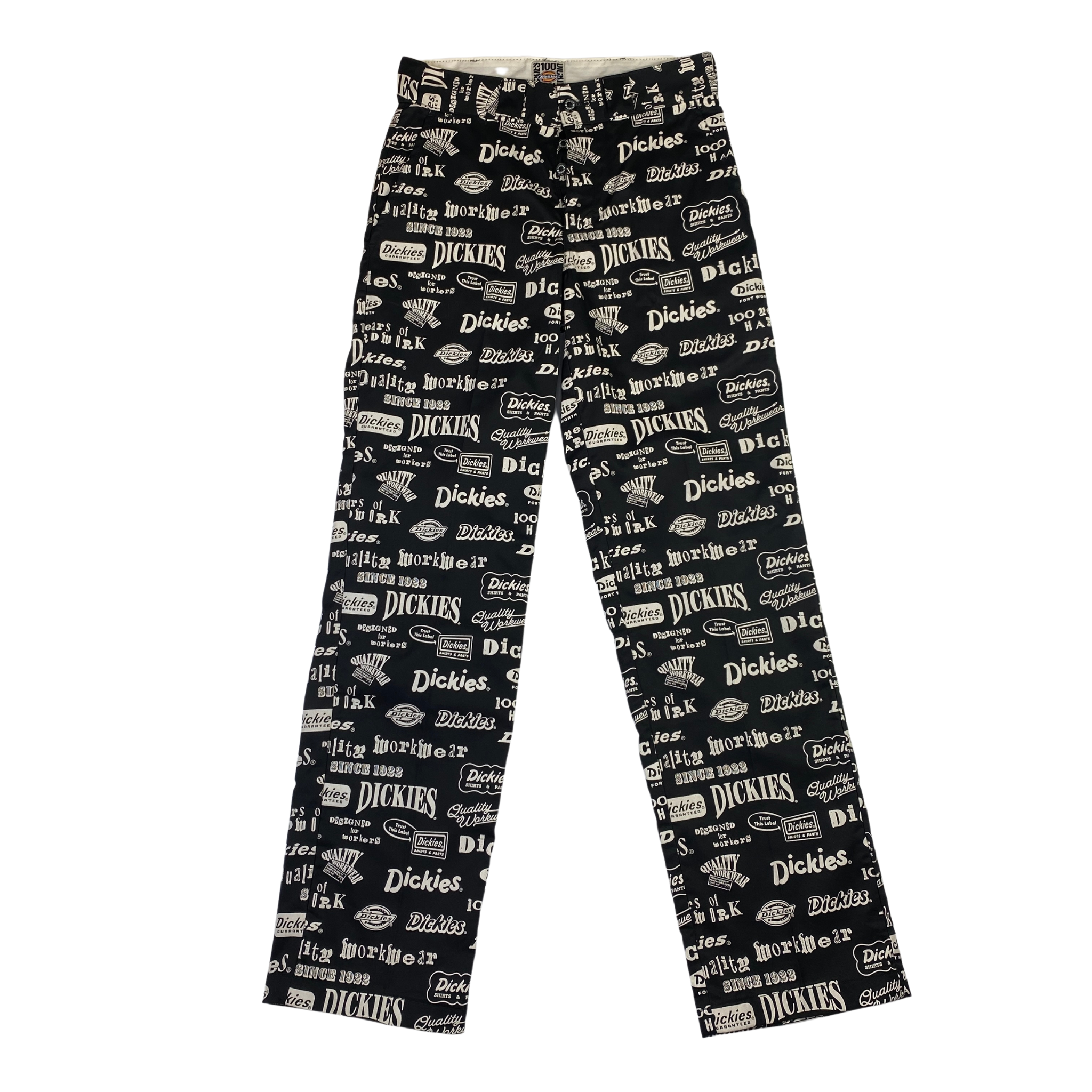Pantalone Dickies nero con loghi bianchi, taglie 32 e 33US — IlBotteghino