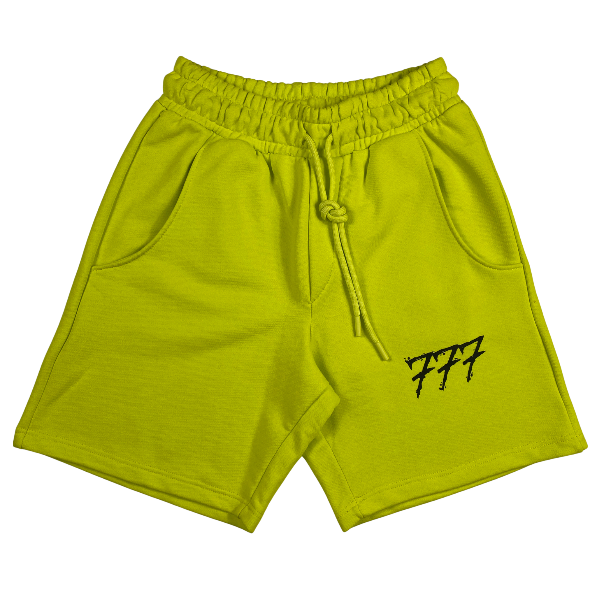 Short tuta 777 giallo fluo con logo piccolo, taglia XS — IlBotteghino