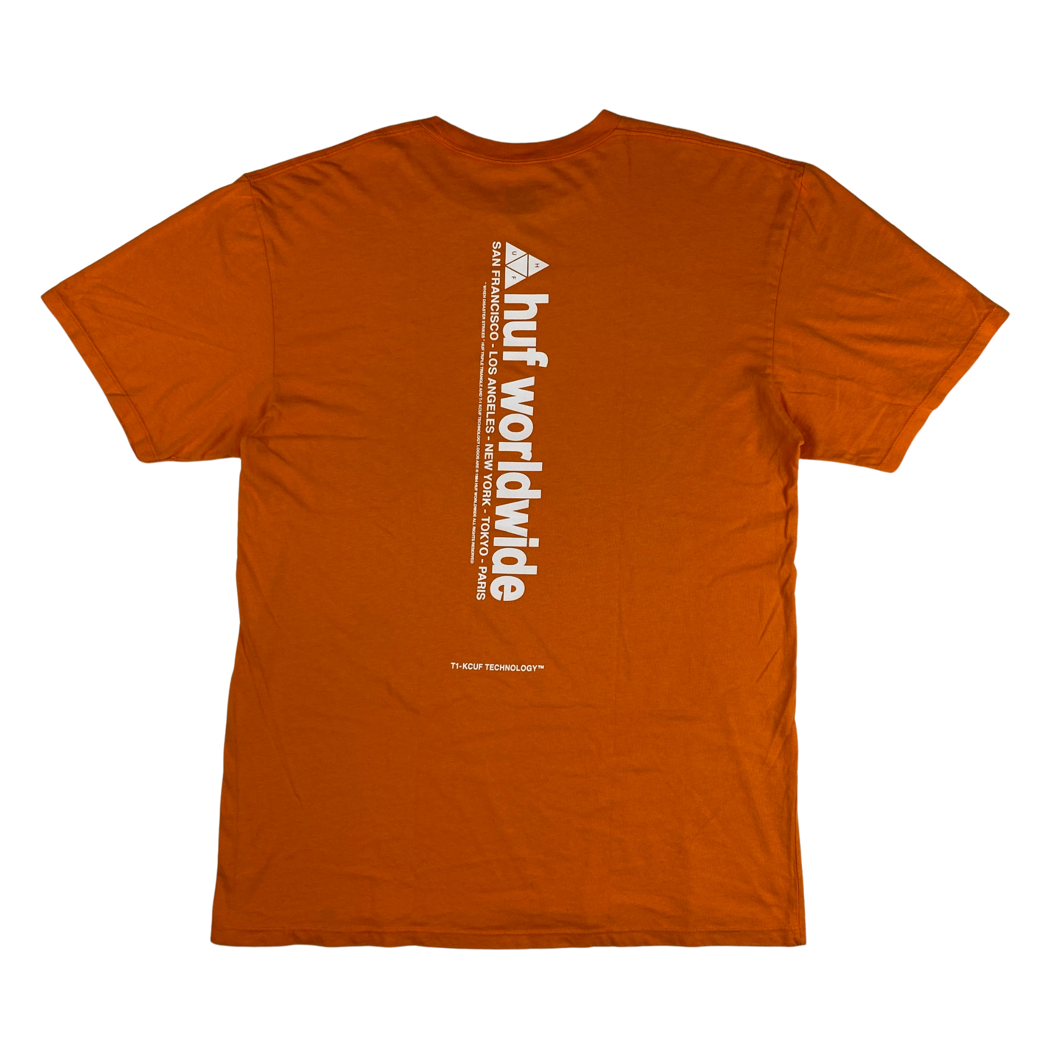 HUF t-shirt arancione — streetwear d'archivio — IlBotteghino