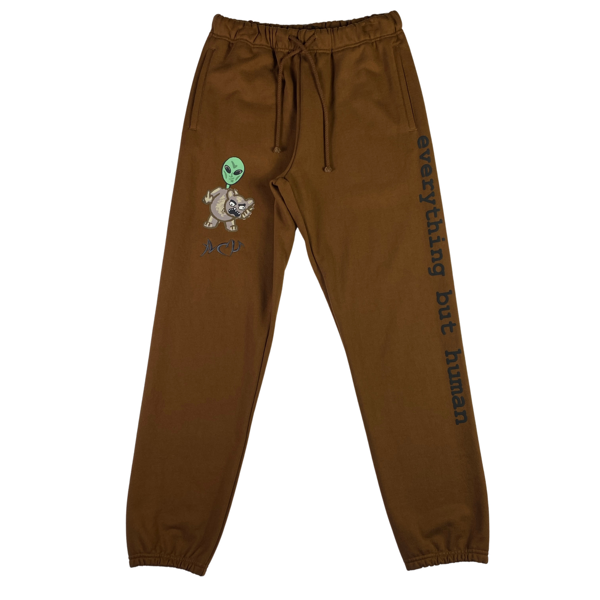 Pantalone tuta Acupuncture marrone fantasia alieno, taglia M — IlBotteghino