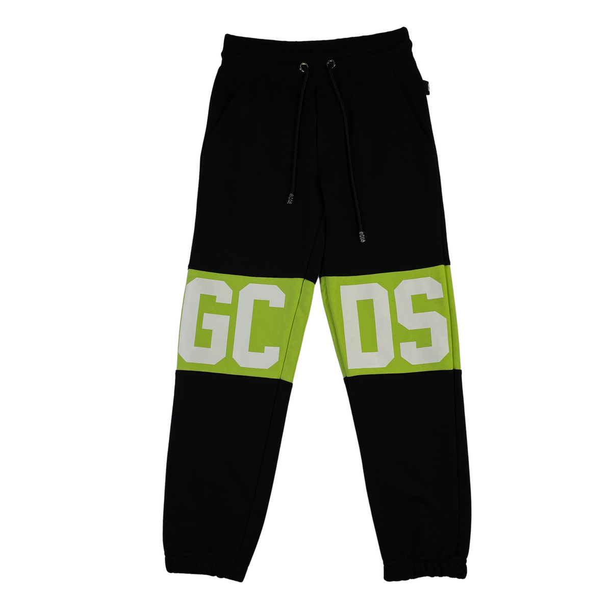 Pantalone tuta GCDS nero con fasce verdi, taglia S — IlBotteghino