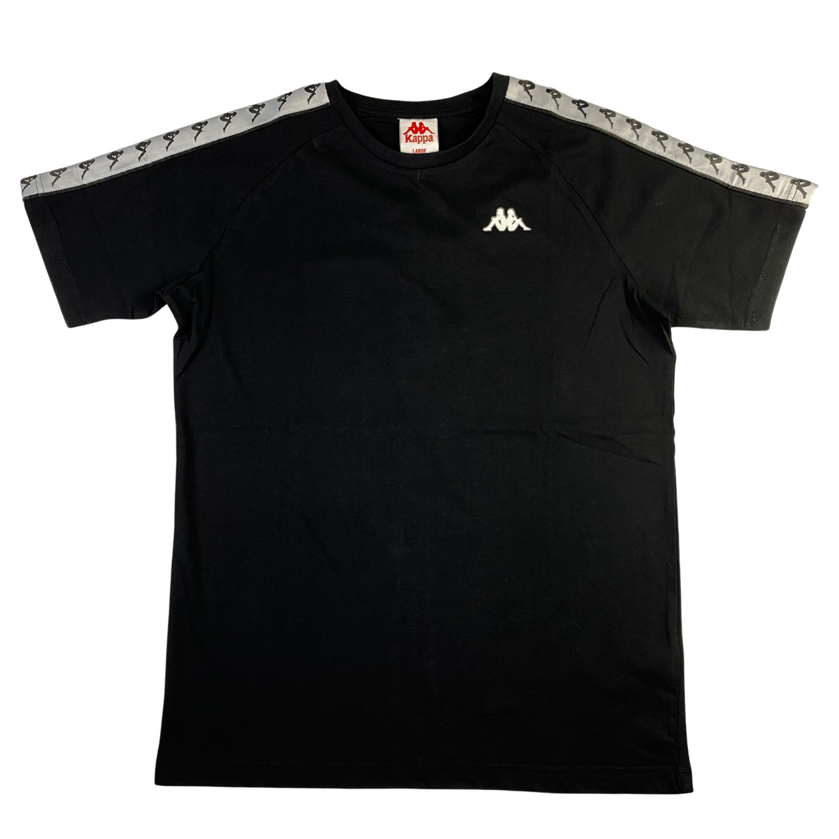 T-shirt Kappa nera fascia bianca sulle spalle, taglia L — IlBotteghino