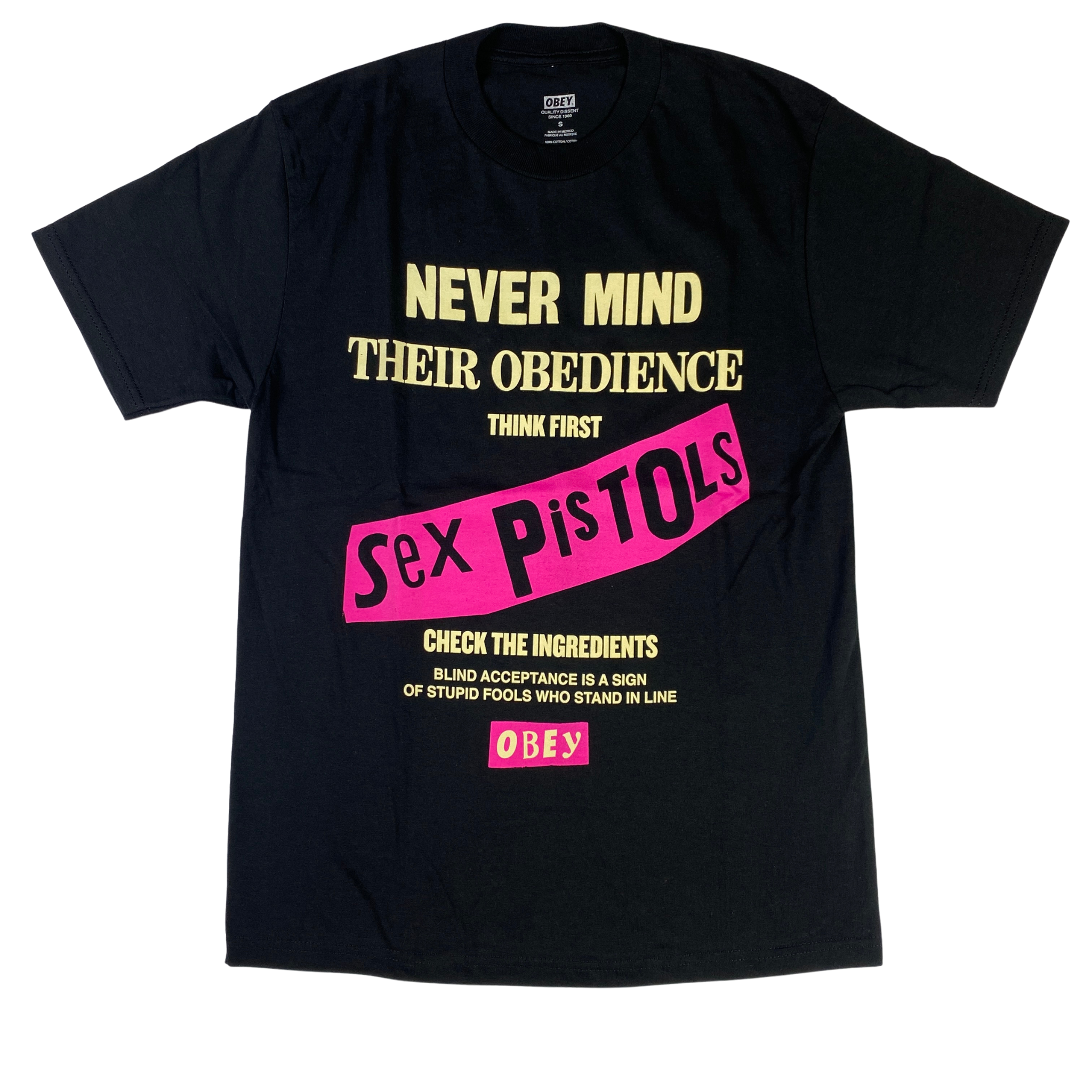 T-shirt Obey nera con stampa Sex Pistols, taglia S — IlBotteghino