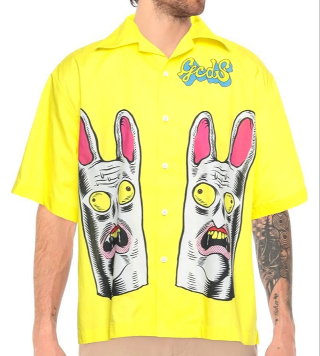 GCDS camicia gialla fantasia — streetwear italiano d'archivio — IlBotteghino