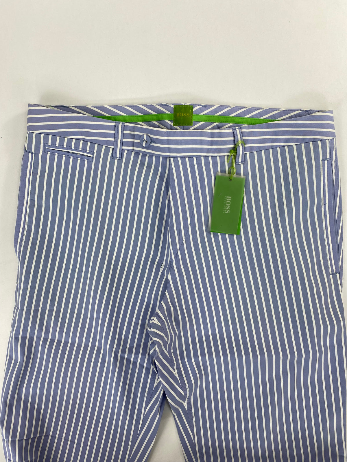 Hugo Boss chino righe — dettaglio fodera verde — IlBotteghino