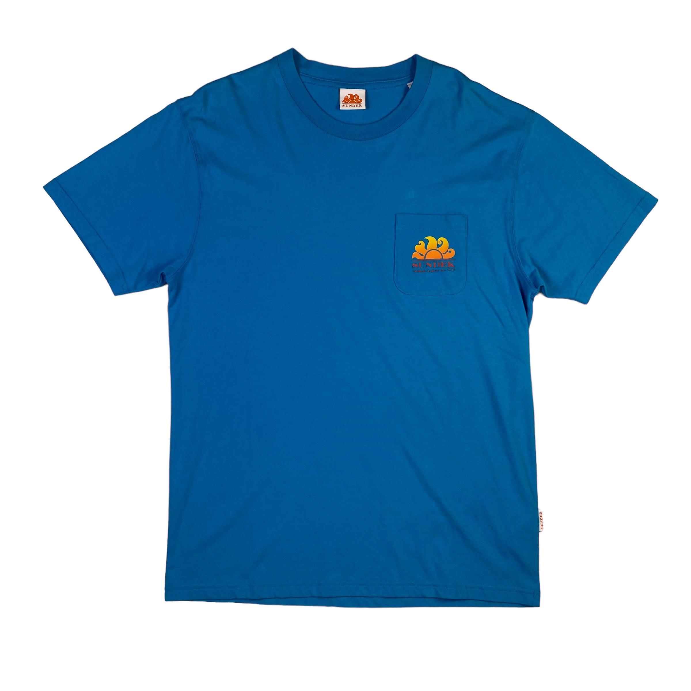 T-shirt Sundek blu con stampa sulla schiena, taglia L — IlBotteghino