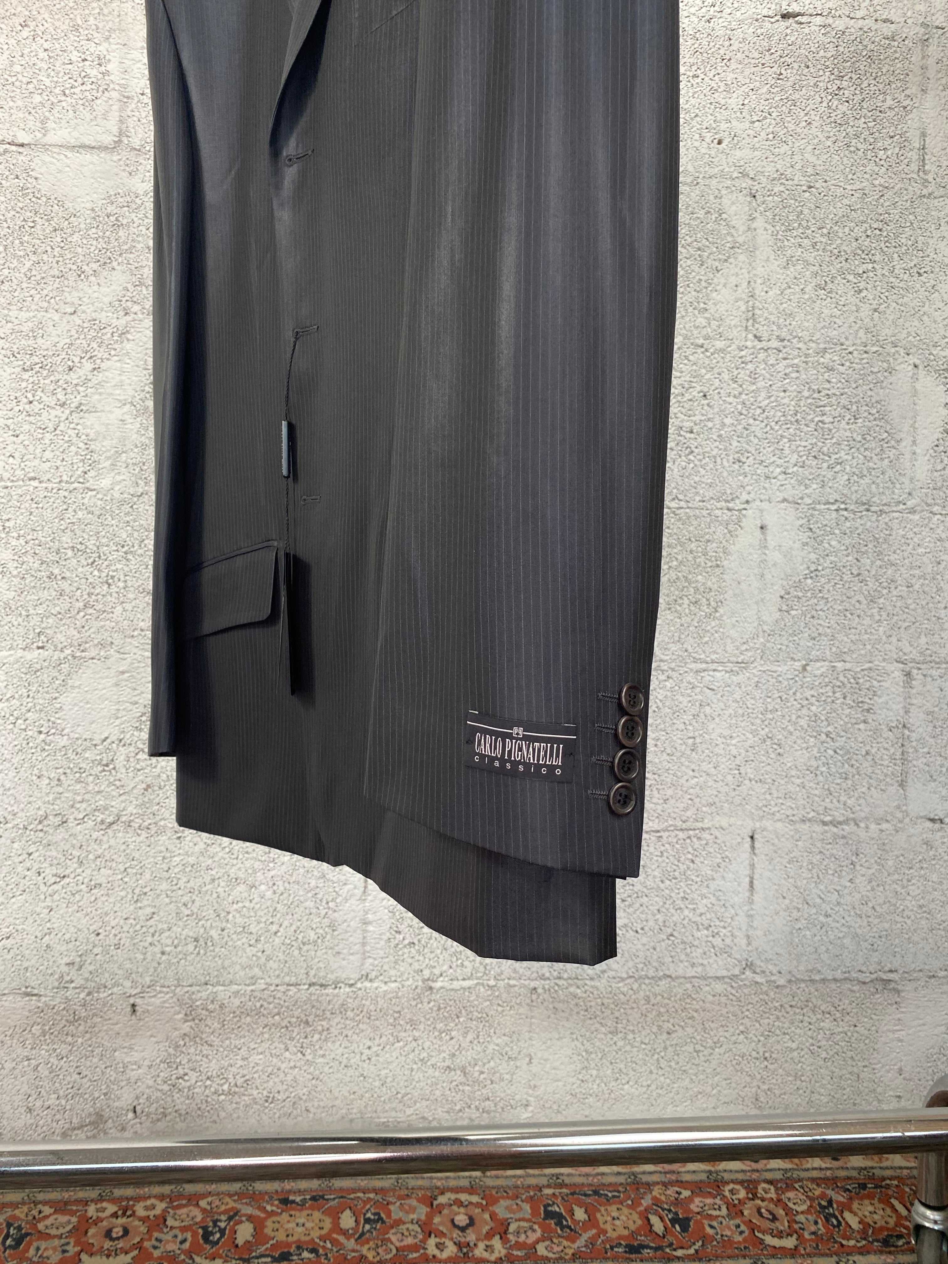 Completo Carlo Pignatelli gessato blu notte, pantalone coordinato vista frontale