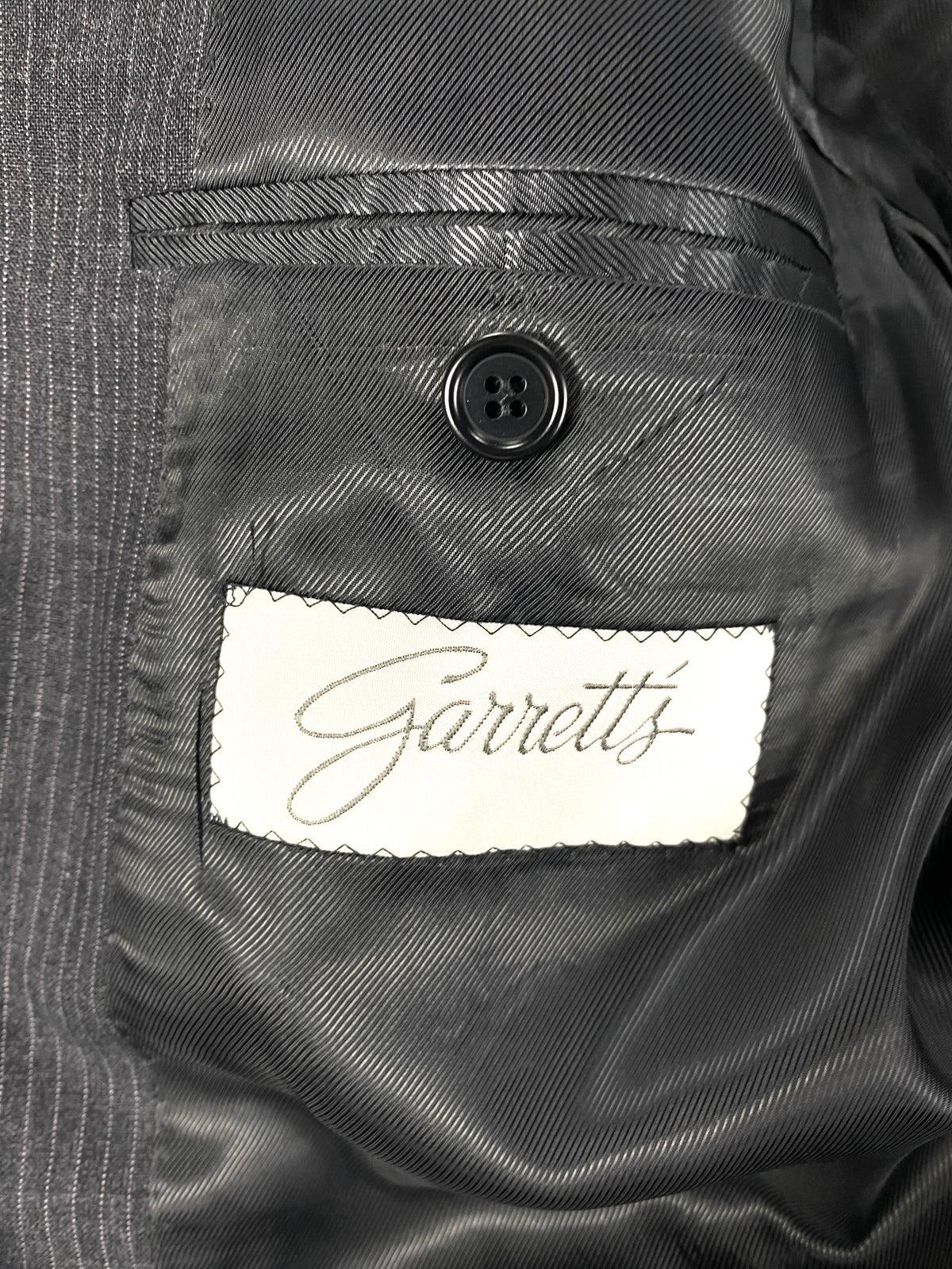 Etichetta Garrett's sulla fodera interna della giacca