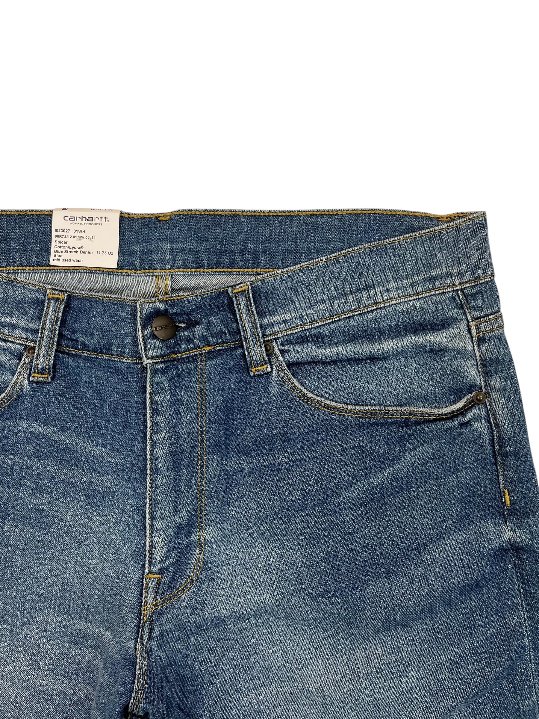 Carhartt Swell short blu — dettaglio tessuto — IlBotteghino