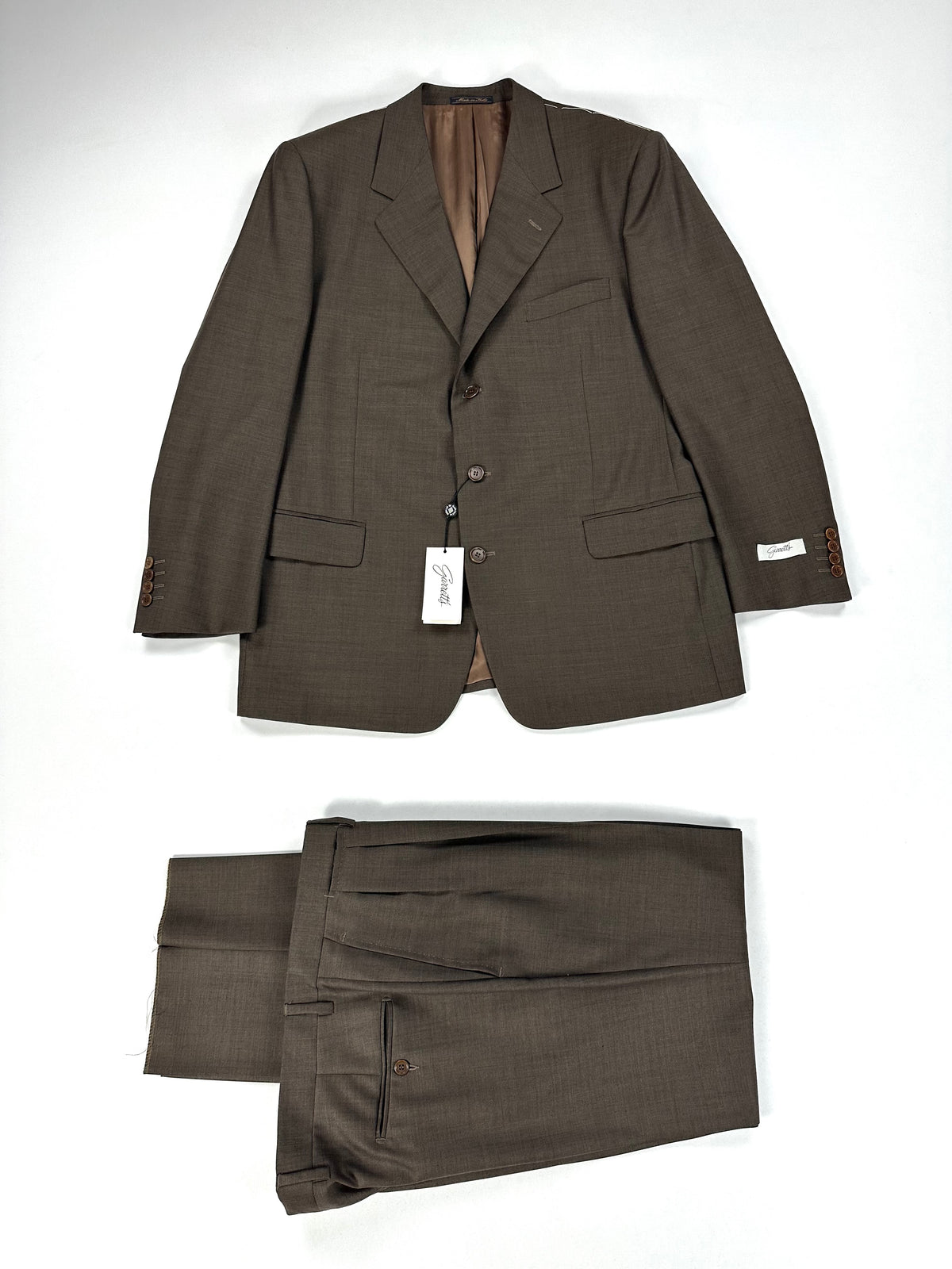 Completo Garrett's marrone: giacca e pantalone coordinati con cartellino, taglia IT 52