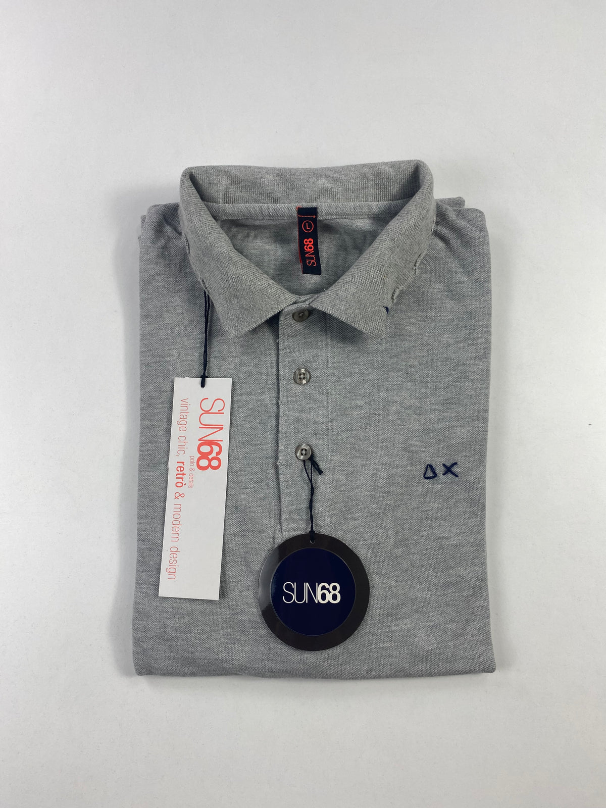 Polo Sun68 manica lunga grigio melange - Tg. L