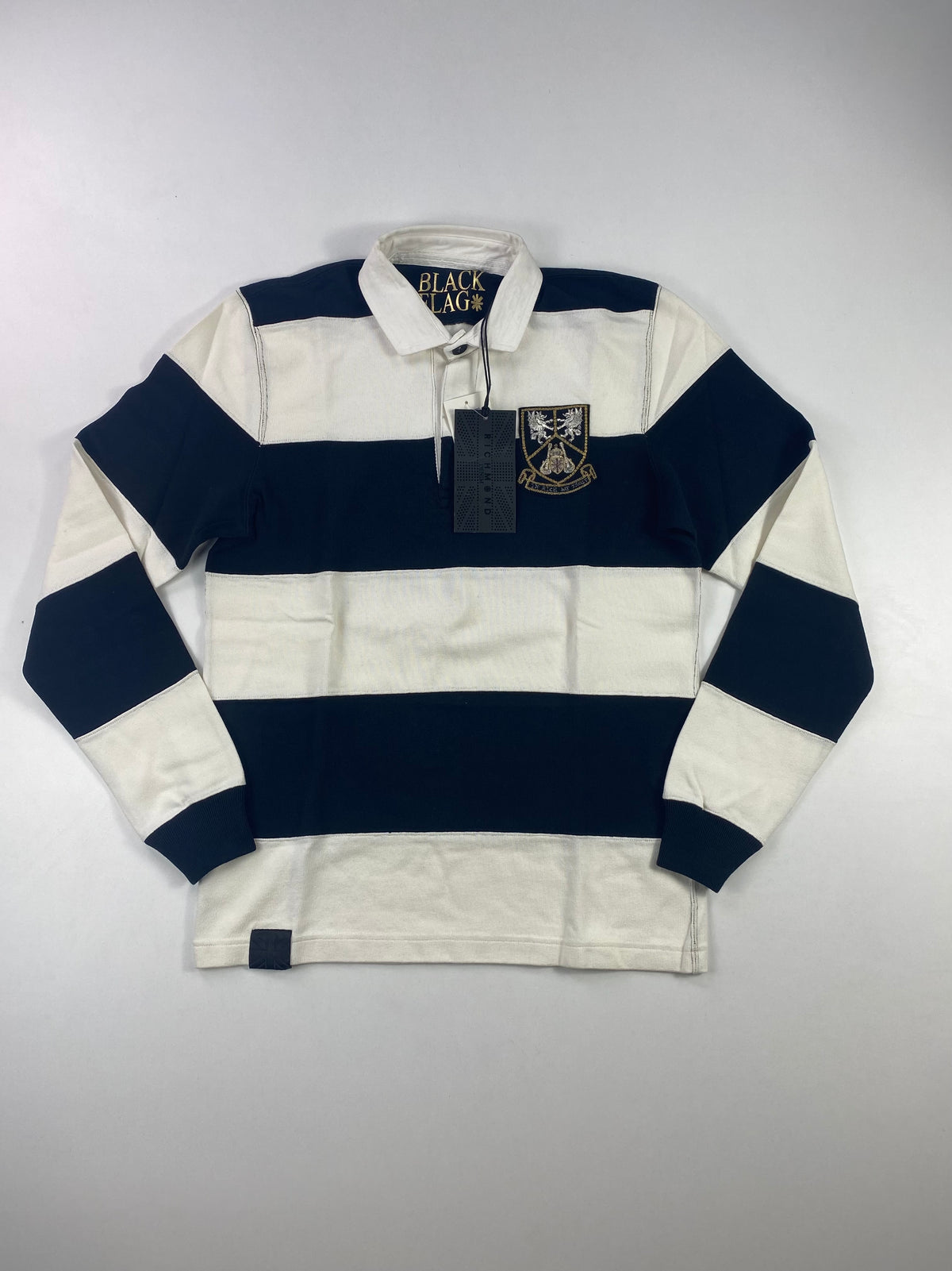 Polo rugby Richmond Black Flag righe bianche e nere - Tg. L