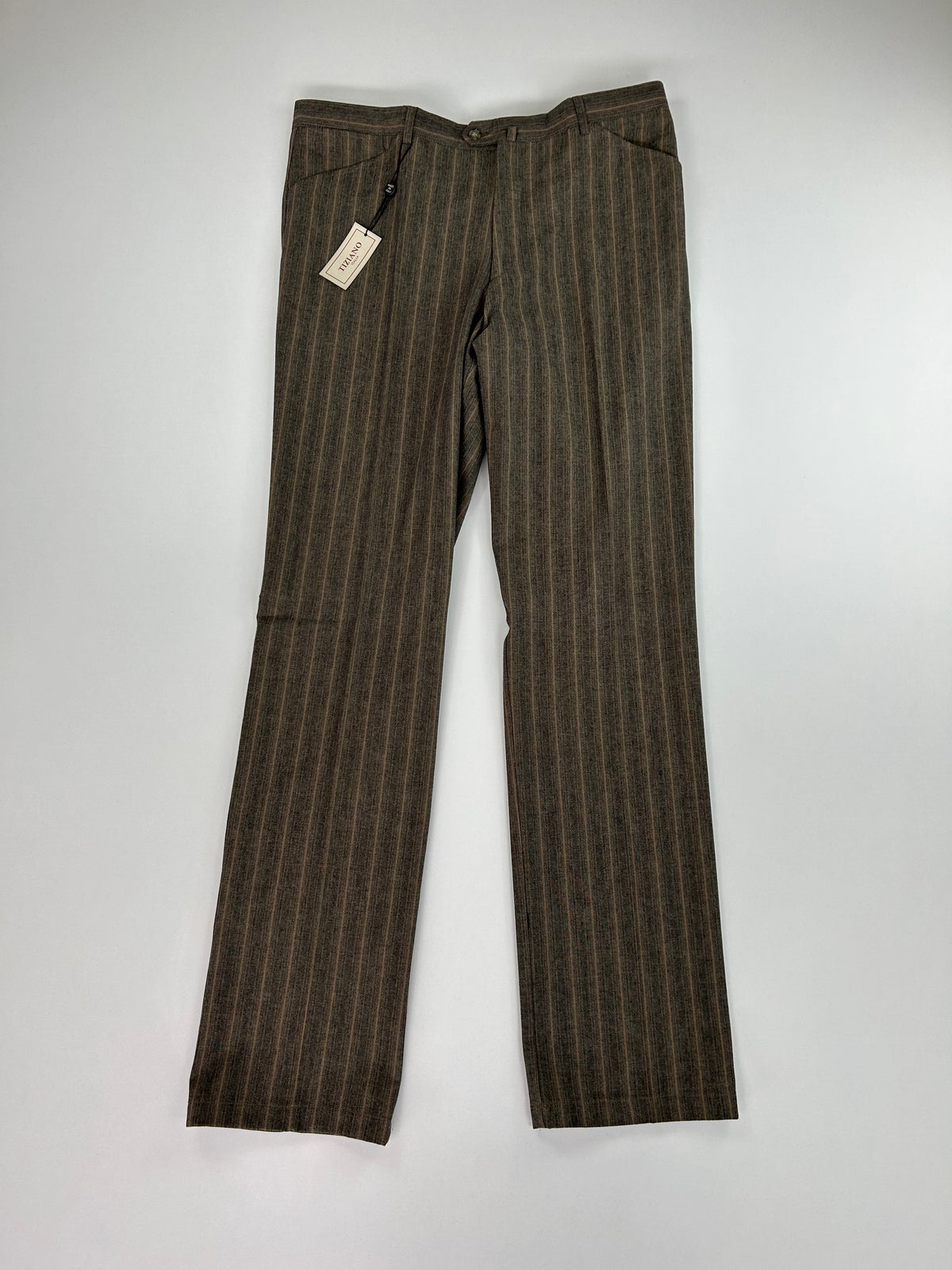 Pantalone sartoriale Tiziano gessato grigio beige, taglia IT 56 — IlBotteghino