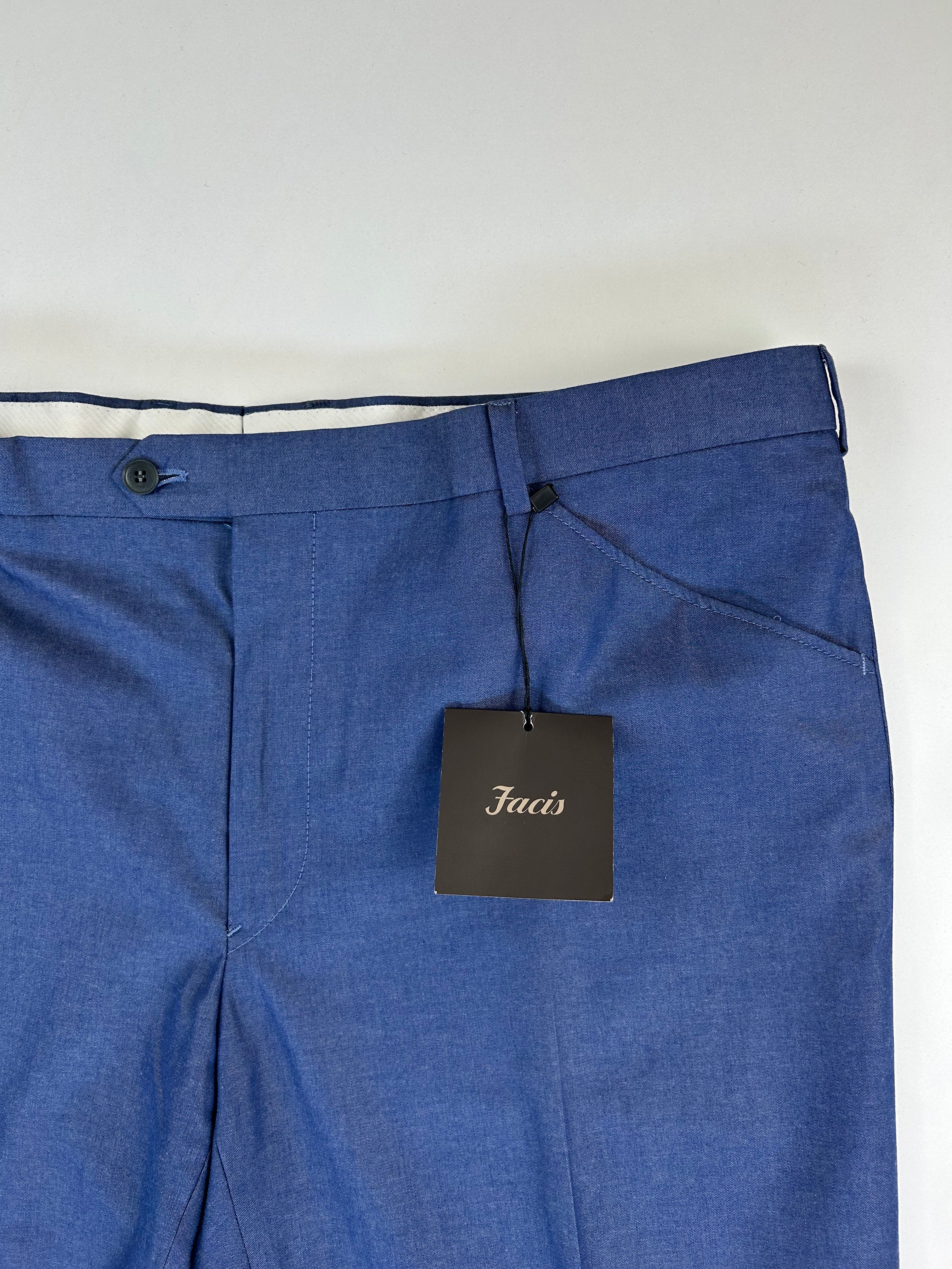 Facis pantalone azzurro scuro — dettaglio tessuto — IlBotteghino