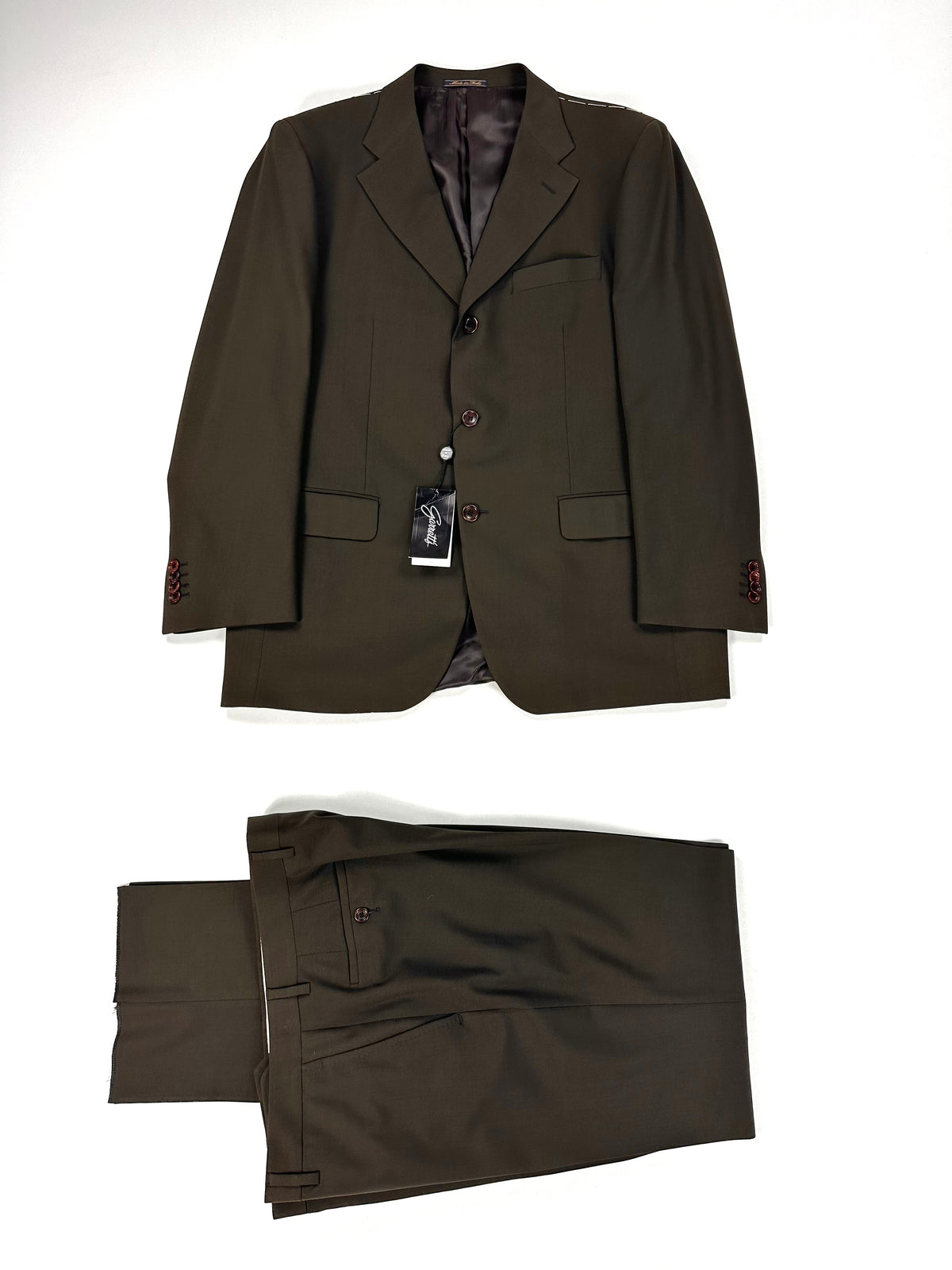 Completo Garrett's verde: giacca e pantalone coordinati con cartellino, taglia IT 54