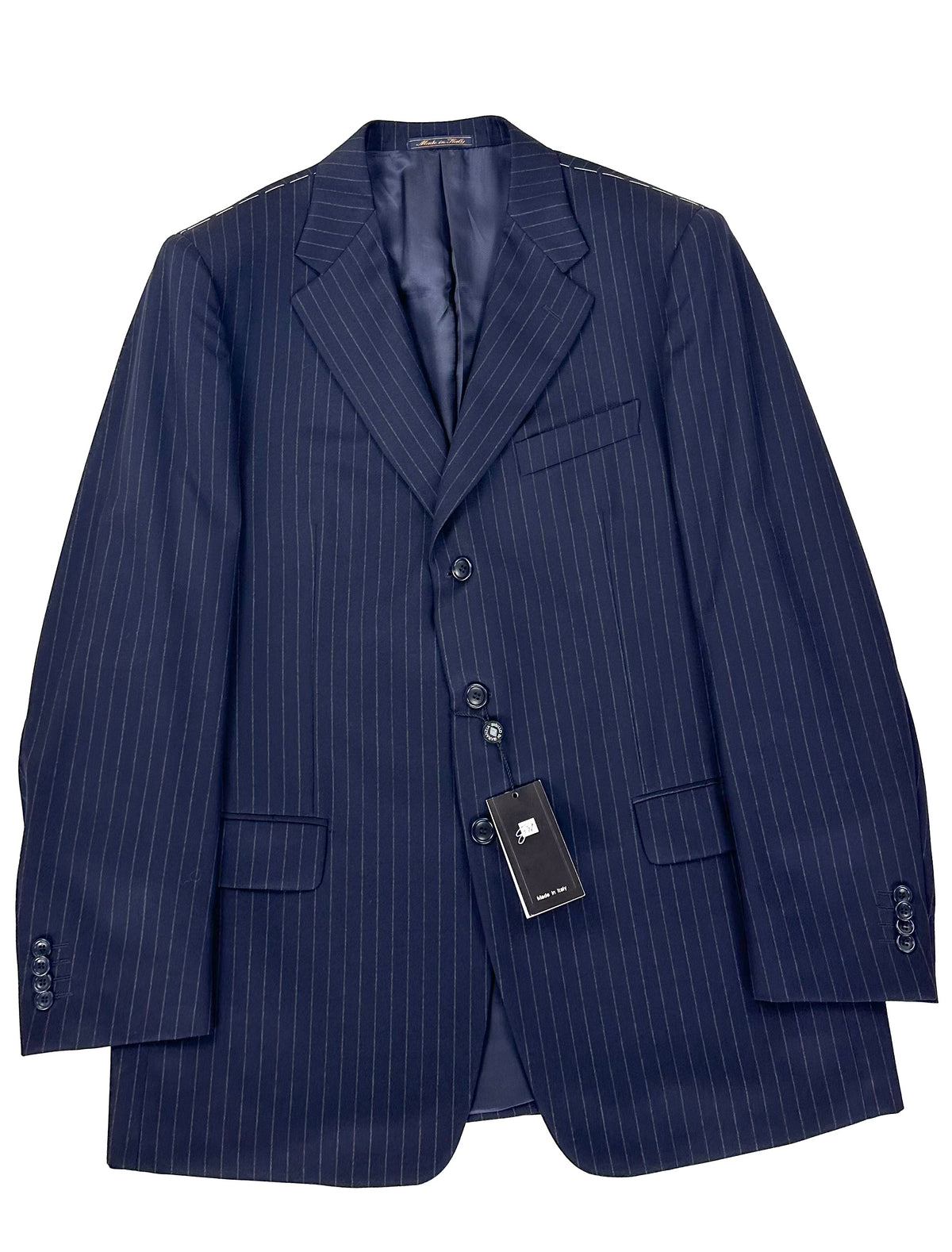 Giacca Garrett's blu navy gessato monopetto tre bottoni, vista frontale
