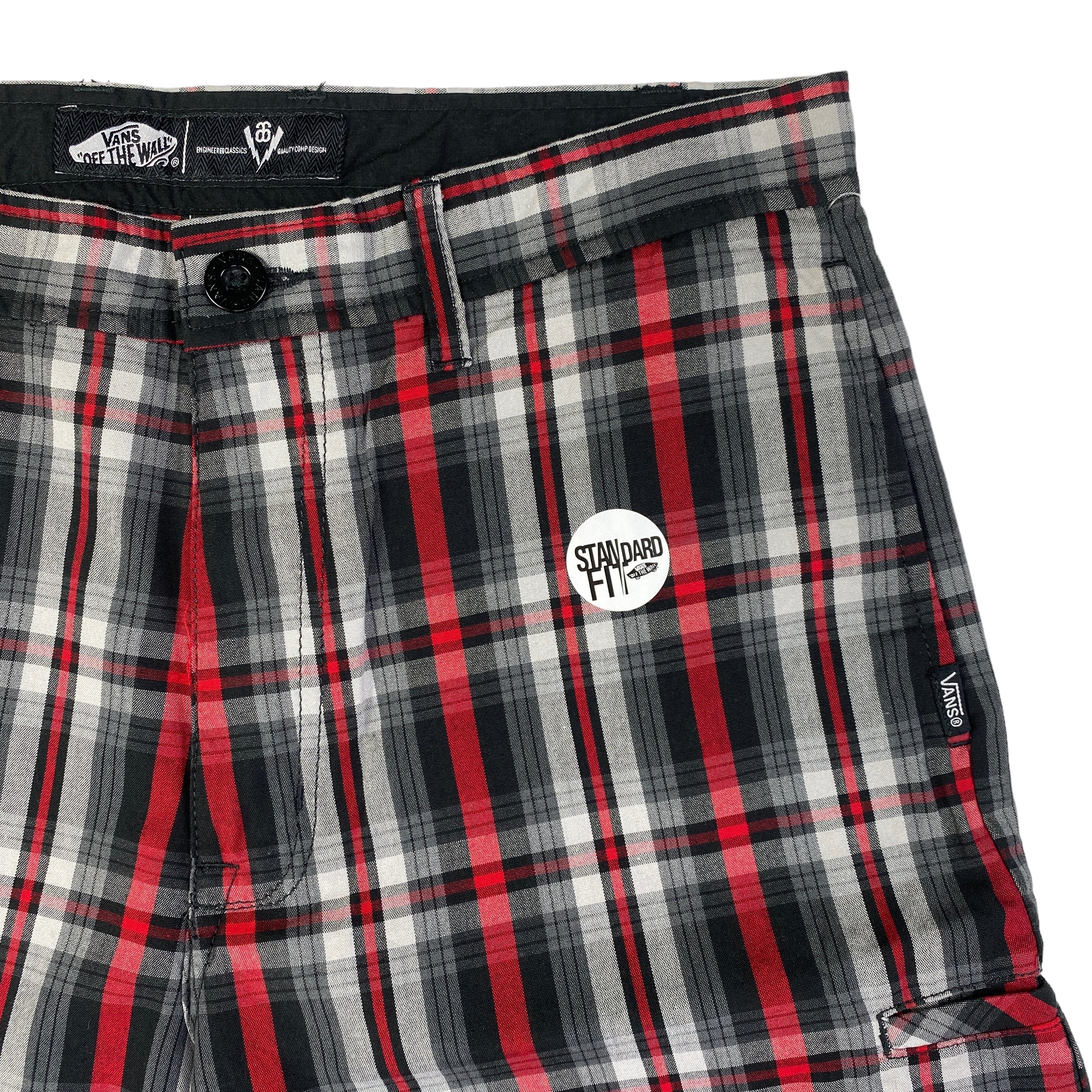 Vans short quadri rosso/grigio — archivio moda streetwear — IlBotteghino