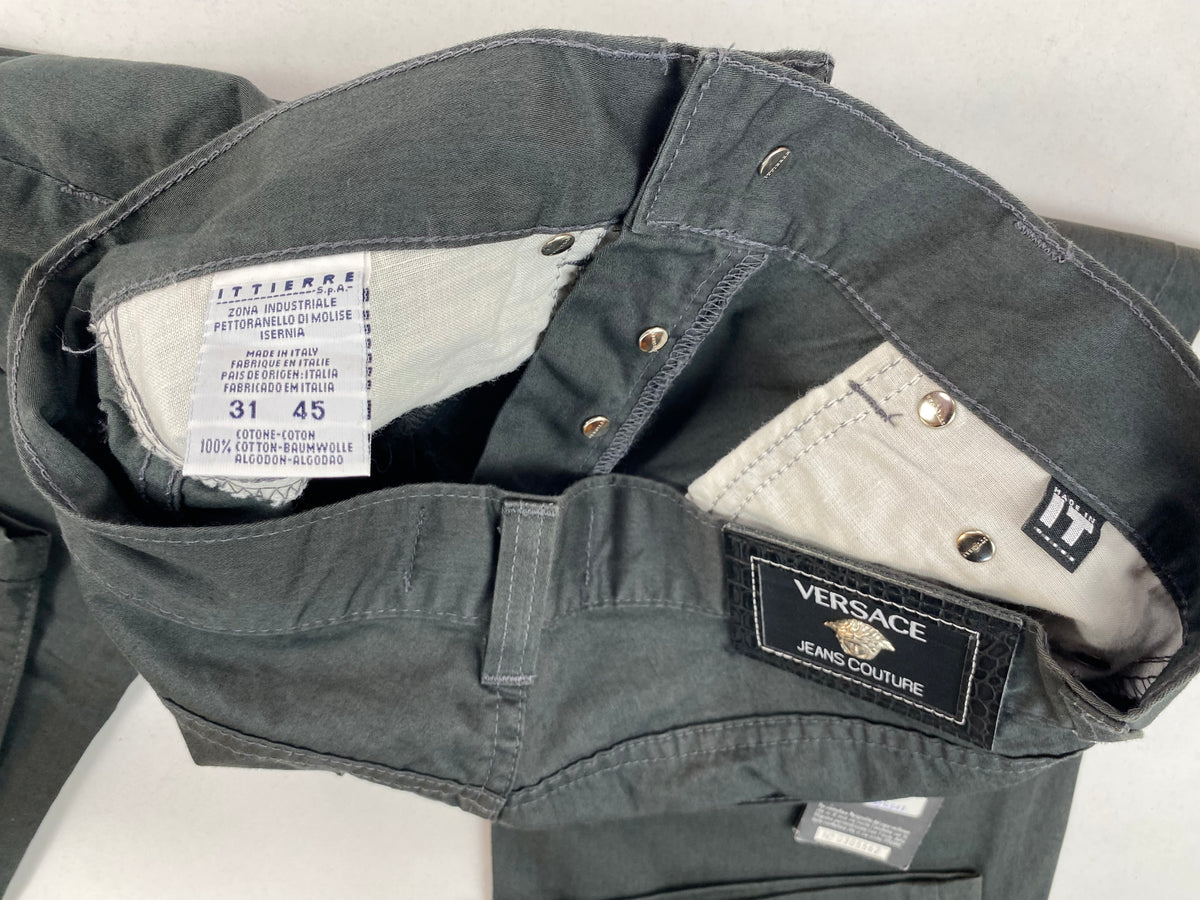 Versace Jeans Couture Jeans Vintage Anni '90 Verde Scuro Taglio Sigaretta con Medusa – foto 11 di 11