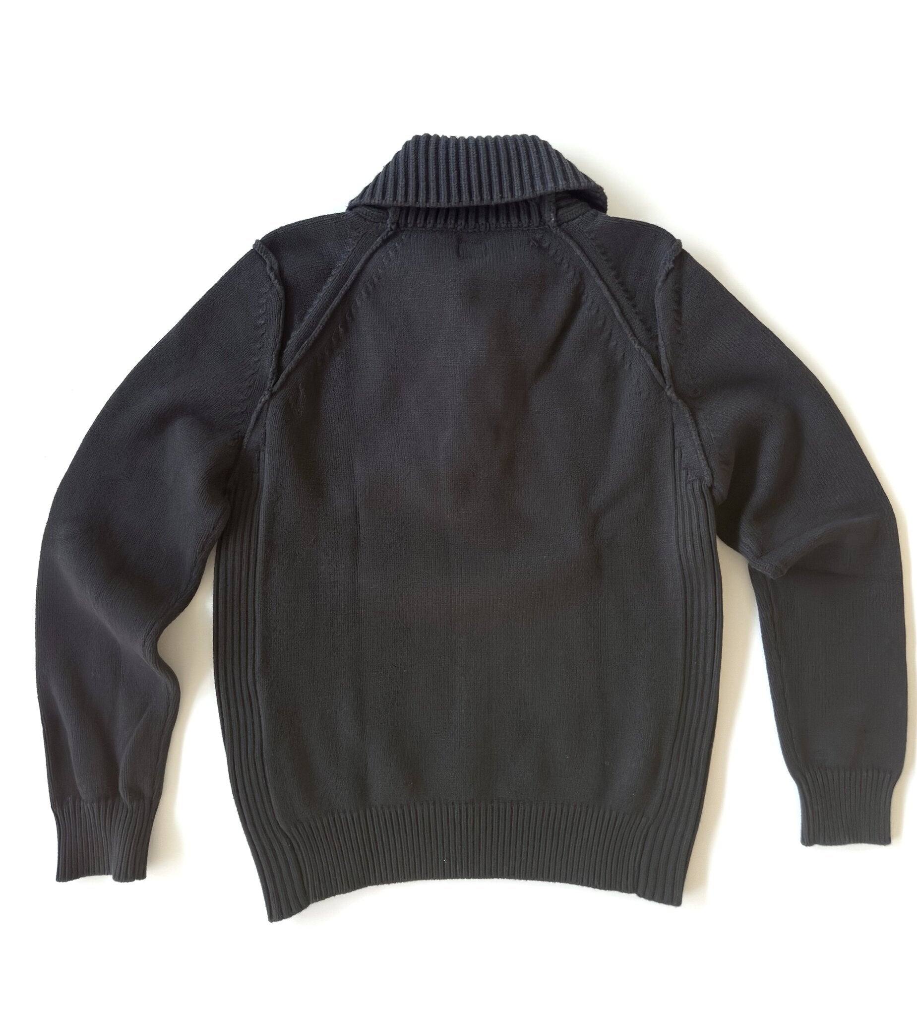 C.P. Company – Maglione a Collo a Scialle in Cotone Blu Navy, Deadstock Tg. IT52