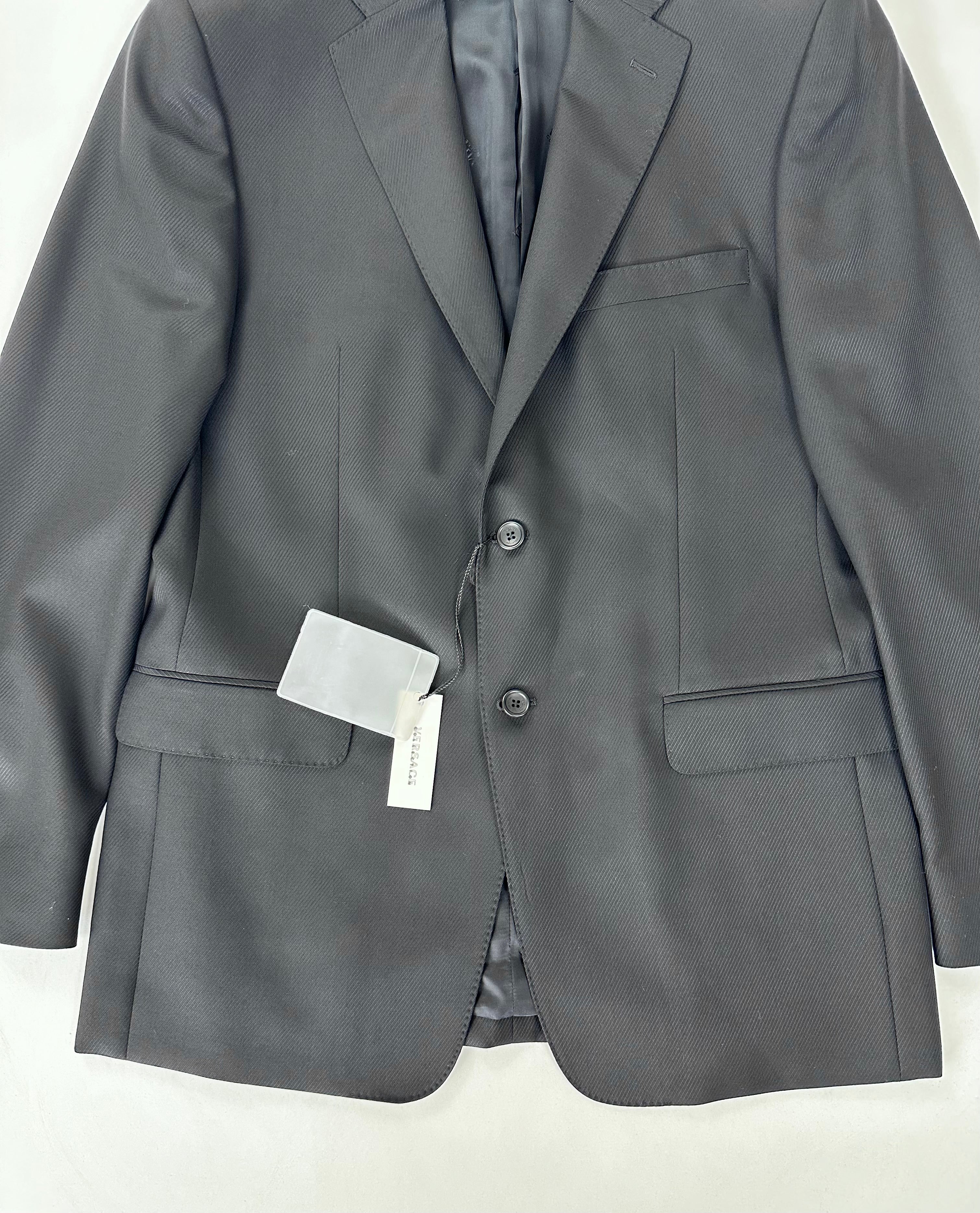 Giacca Versace Collection nera gessata obliqua, vista frontale