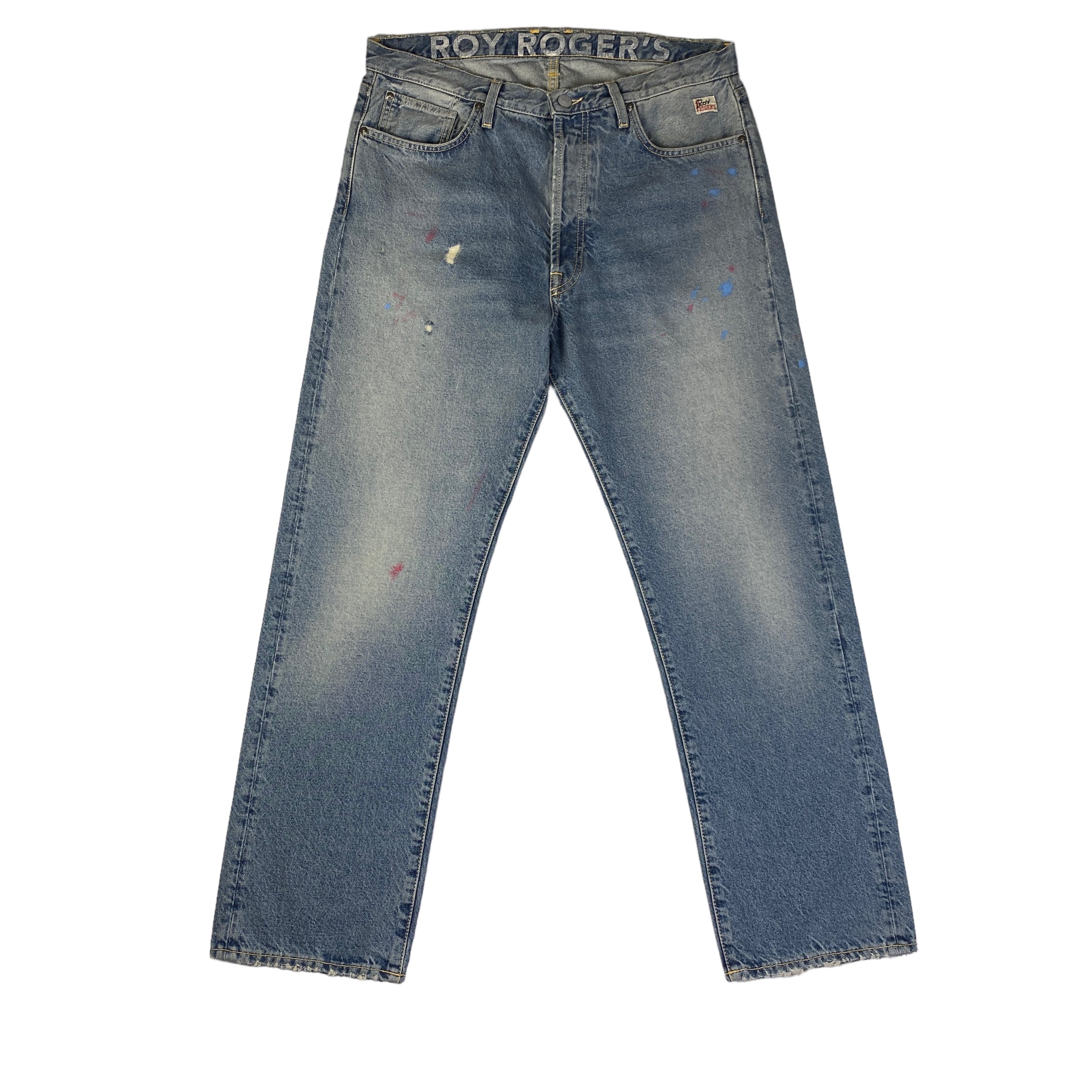 Jeans Roy Roger's Durango blu macchie colorate, taglia US 34 — IlBotteghino
